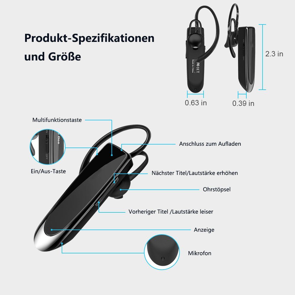 Telephone Bluetooth Bluetooth-Kopfhörer Pre-speech Headset GelldG Wireless Schwarz