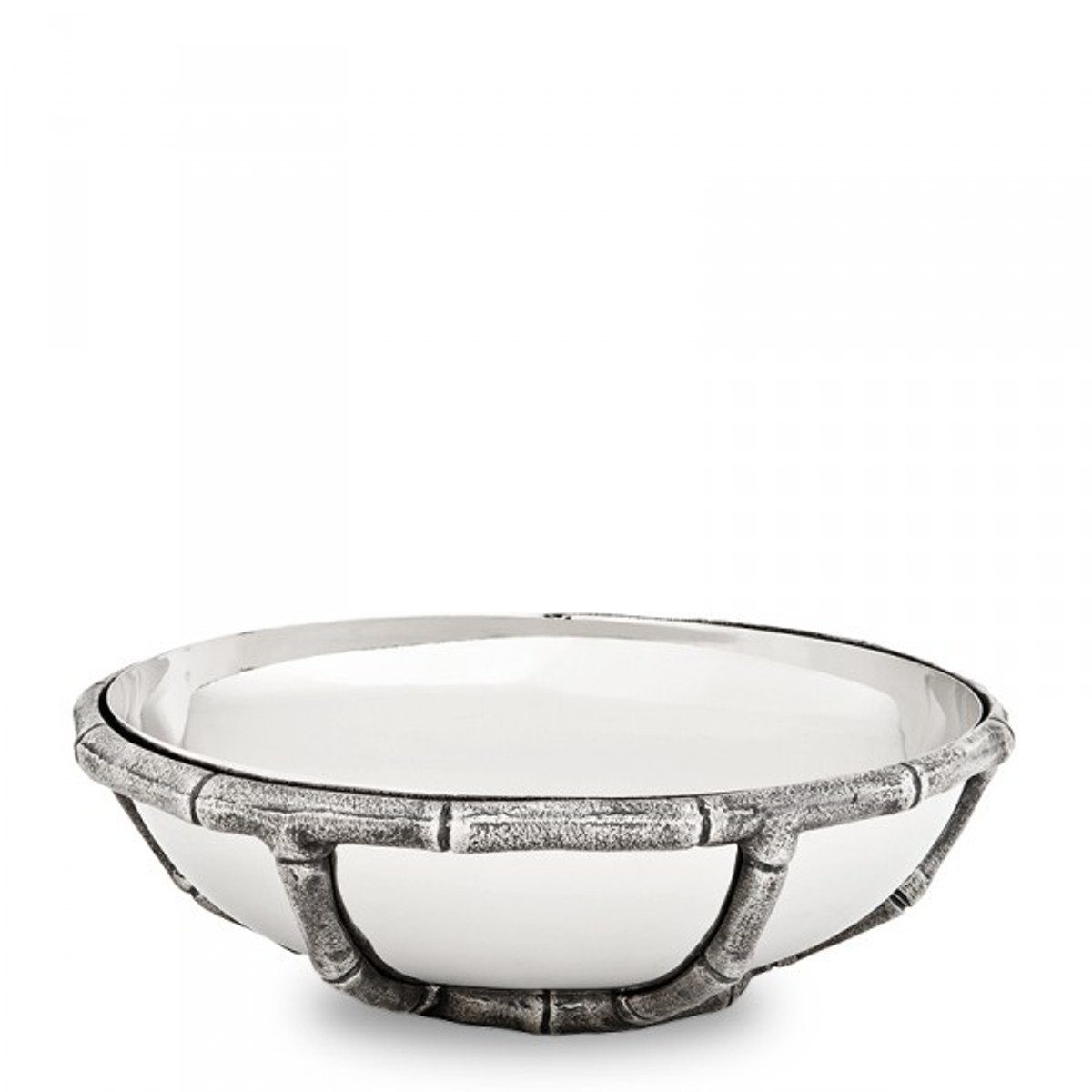 Casa Padrino Dekoobjekt Luxus Art Deco Schüssel Edelstahl vernickelt Antik Silber 27 x H. 8,5 cm - Luxus Hotel Collection