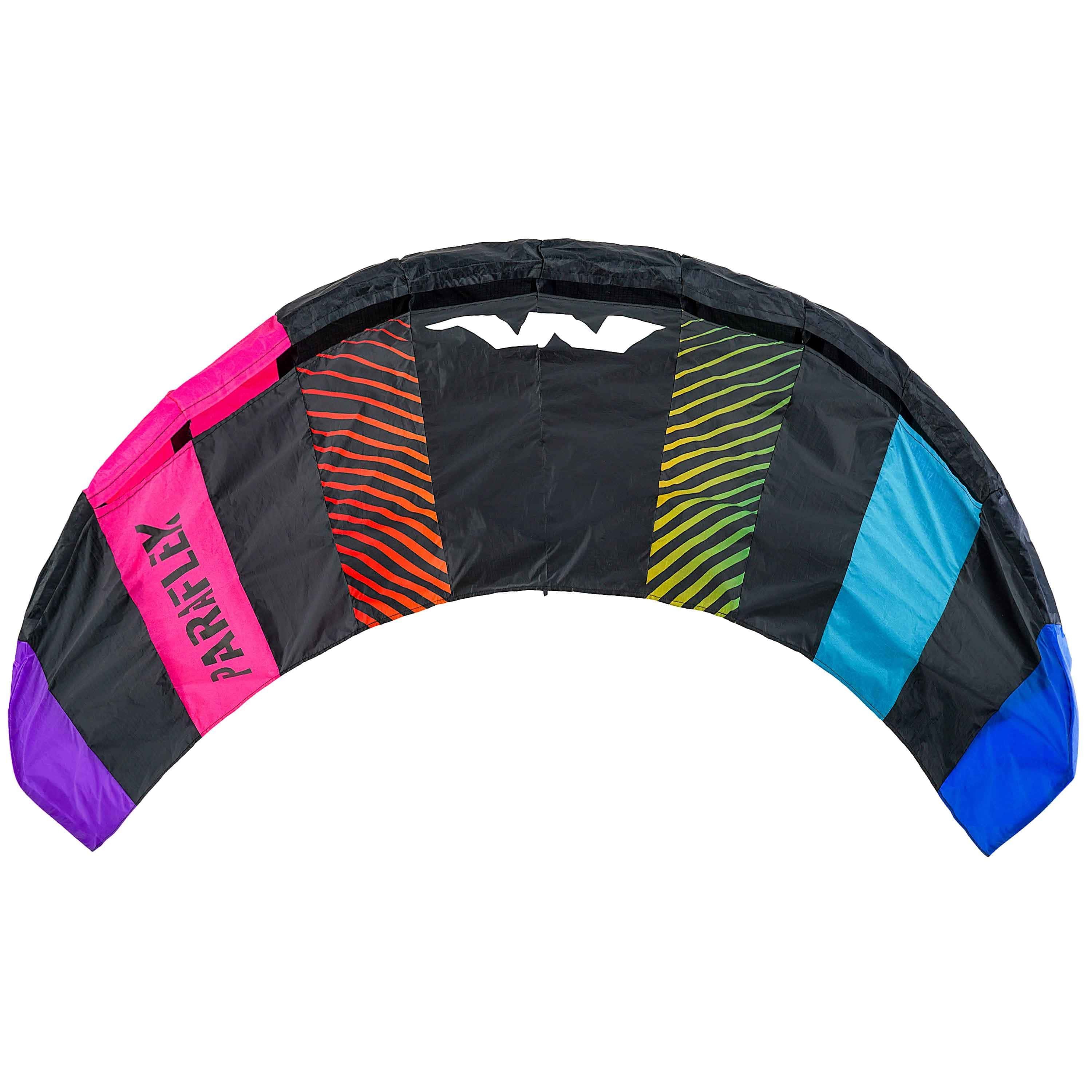 Wolkenstürmer Kite Paraflex SE 1.5 Lenkmatte Ready to Fly für Einsteiger & Erwachsene, (Stunt Kite für Erwachsene 2-Leiner Schwarz Regenbogen 0,6 m², 1-tlg), Lenkmatte 150 cm Ready to Fly, schwarz-regenbogen, Sonderedition