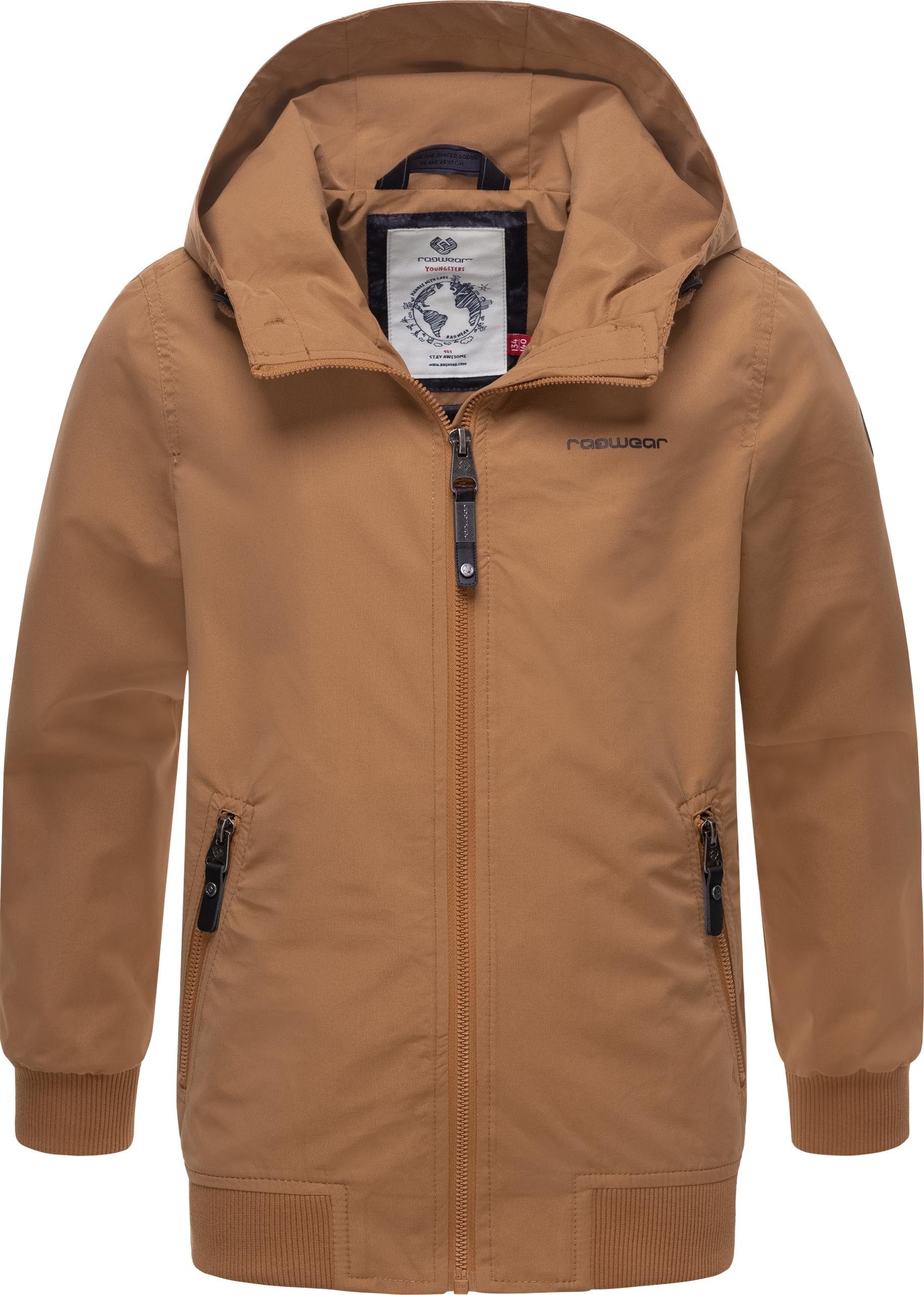 Ragwear Outdoorjacke Matys wasserdichte Kapuzenjacke für zimt und Jungen atmungsaktive