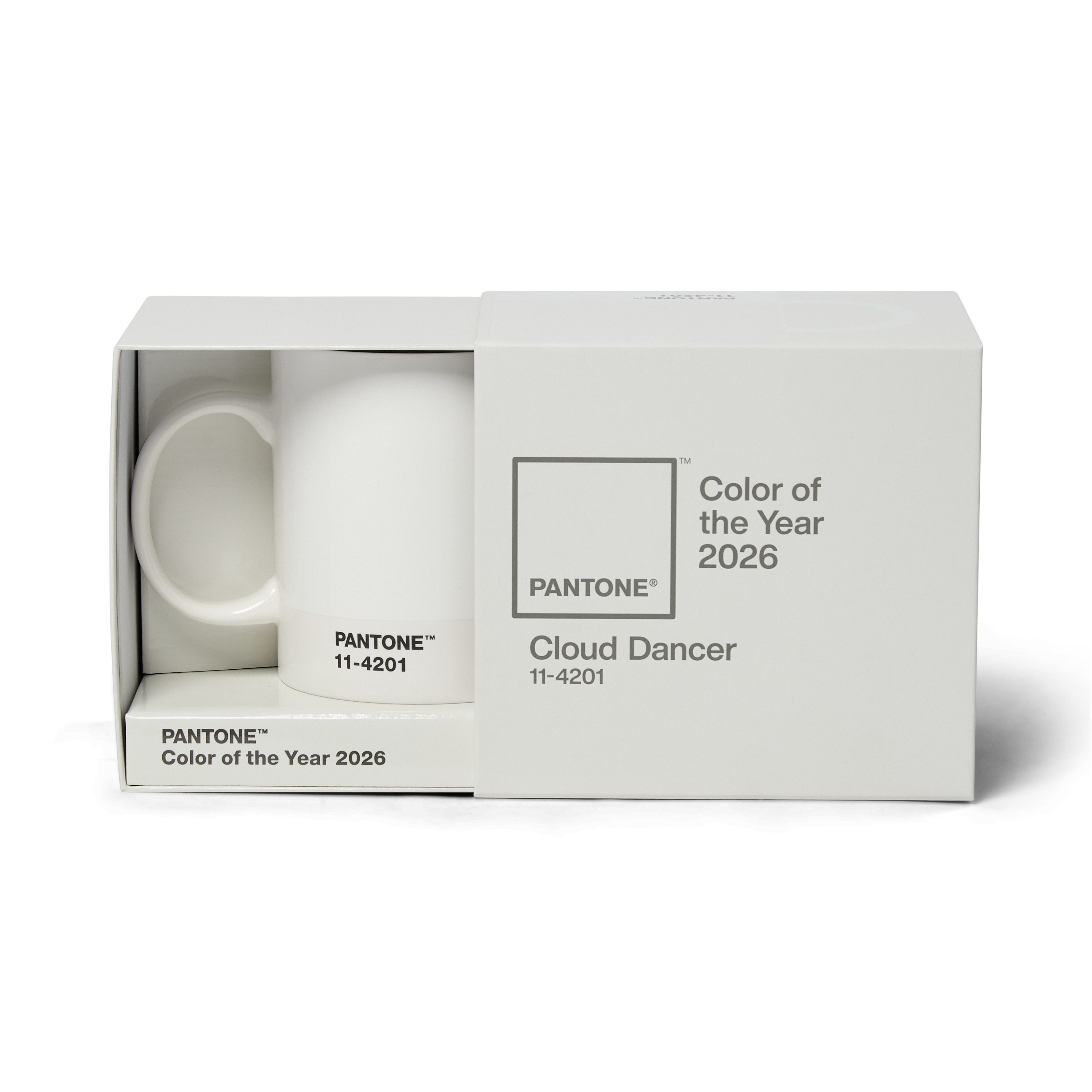 PANTONE Tasse Porzellan-Becher, Kaffeetasse, Farbe des Jahres 2026, Cloud Dancer, 11-4201