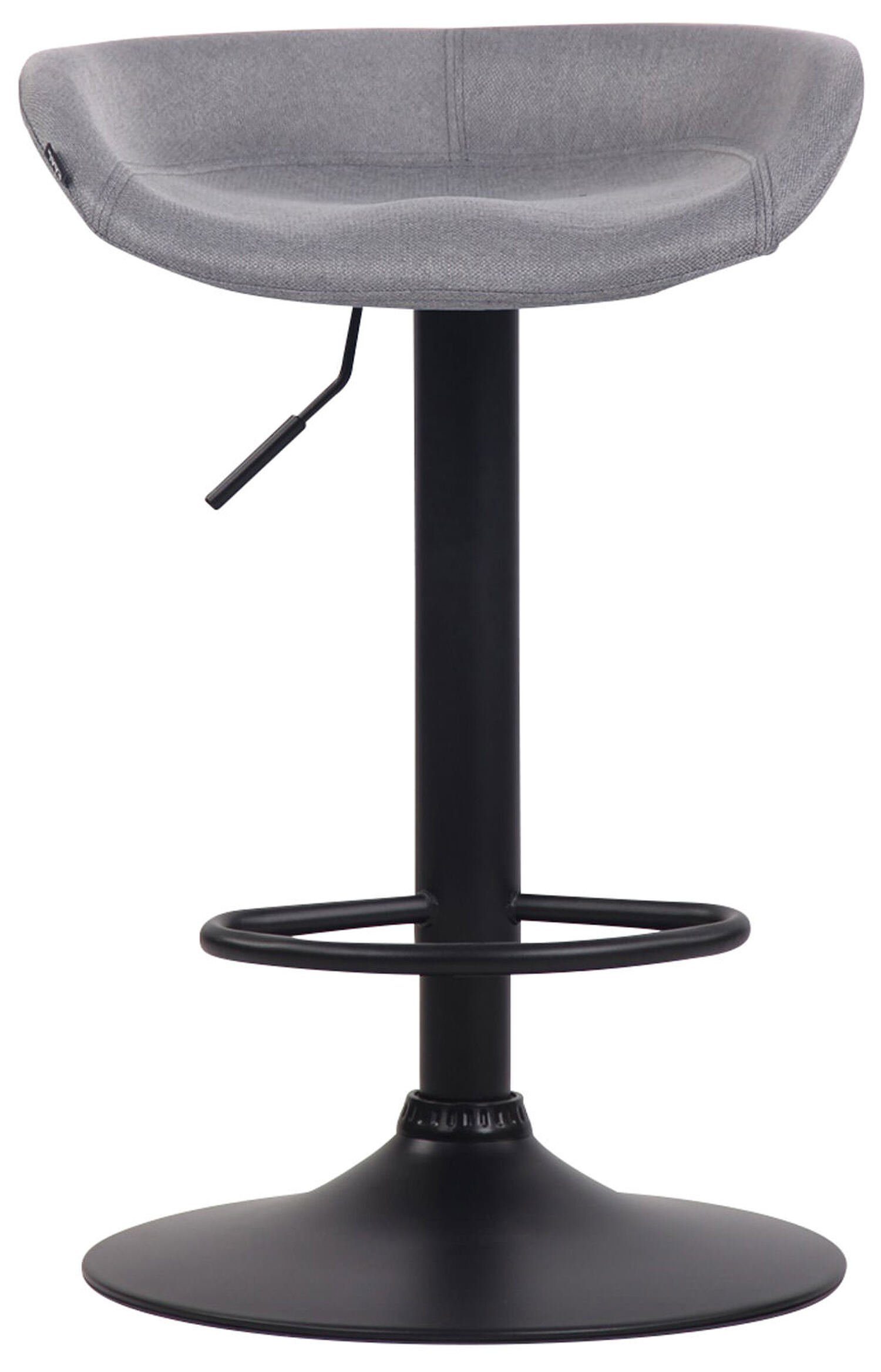 Stoff Grau 360° für - mit Sitzfläche: und Küche Gestell Anna - TPFLiving (Barstuhl & Hocker Metall Theke Barhocker Fußstütze angenehmer drehbar höhenverstellbar), schwarz