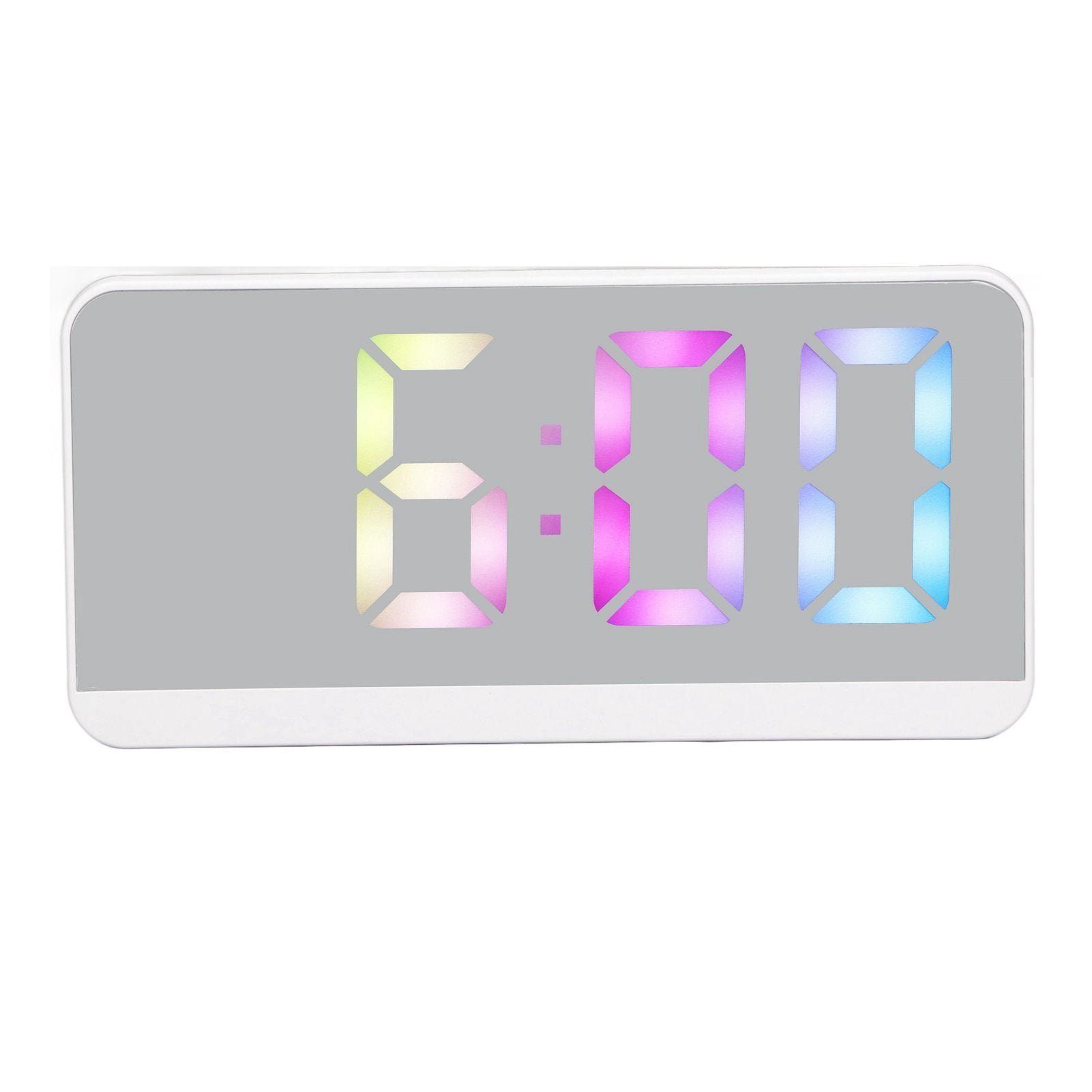 AUKUU LED-Spiegelanzeige-Große Bildschirm für Wecker Elektronische Wecker Stilvoller Digitaler mit Zuhause Uhr Wecker Weißer
