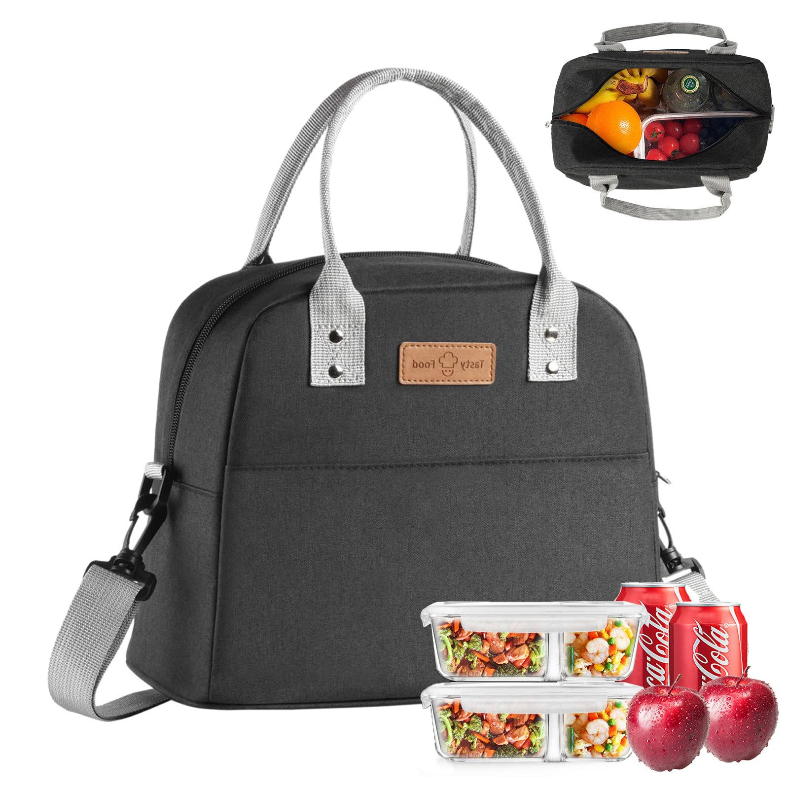BlingBin Thermobehälter kühltasche, Lunchtasche Isolierte Lunchbox Bag, kationisches Oxford-Gewebe, verdickte Aluminiumfolie, (1er Set, 1-tlg., 1 x Lunchtasche 29x23x16cm), Tragbar wasserdichtes Lunchtasche für Arbeit Schule Büro Picknick