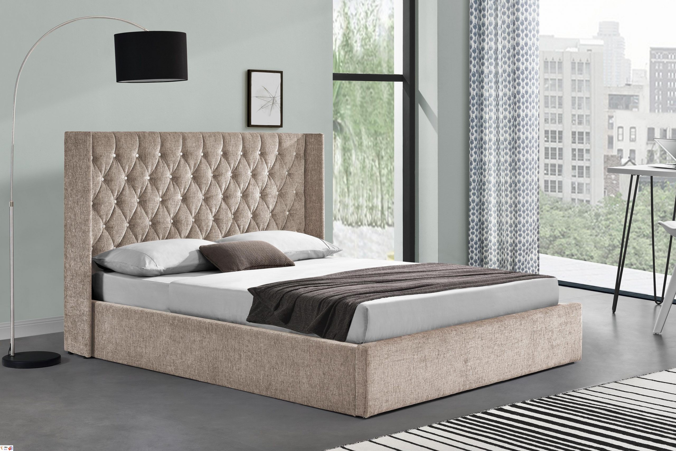 Polsterbett Chesterfield Schlafbett mit hochwertiger Textilpolsterung