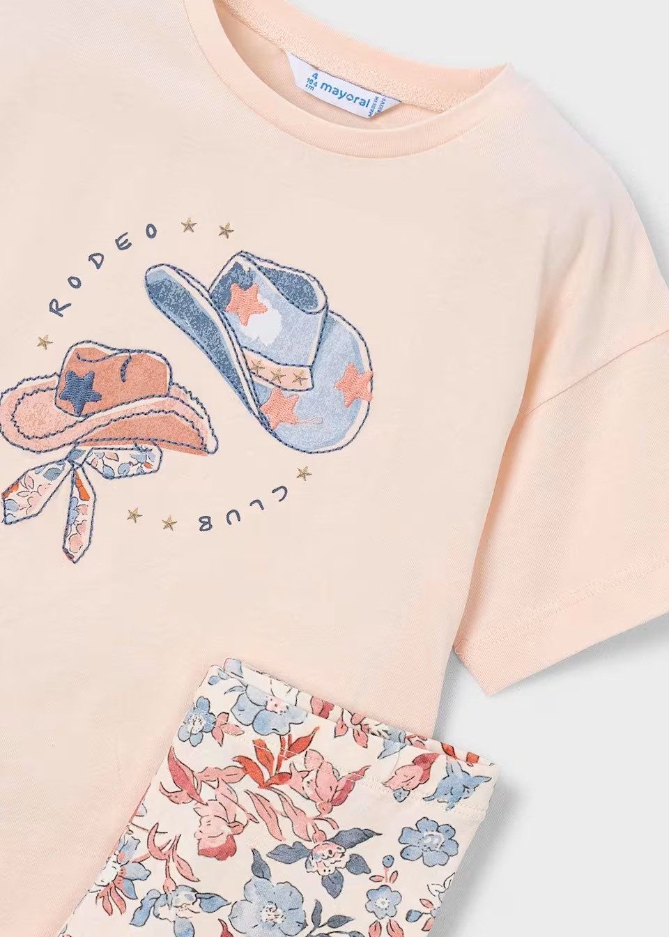 Mayoral Shirt & Leggings Mädchen Set aus T-Shirt und Leggings mit Blumenprint, lachsfarben