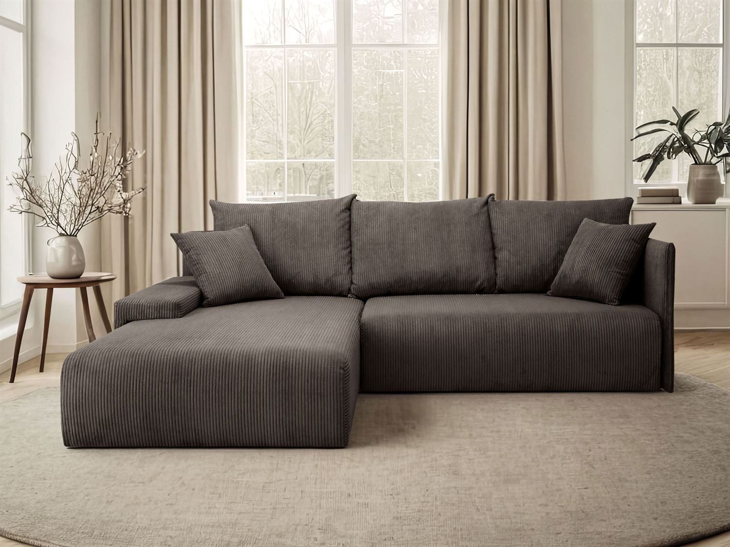 Lookway Ecksofa LAVIO in L-Form mit Schlaffunktion und Bettkasten, 246x188x93 cm