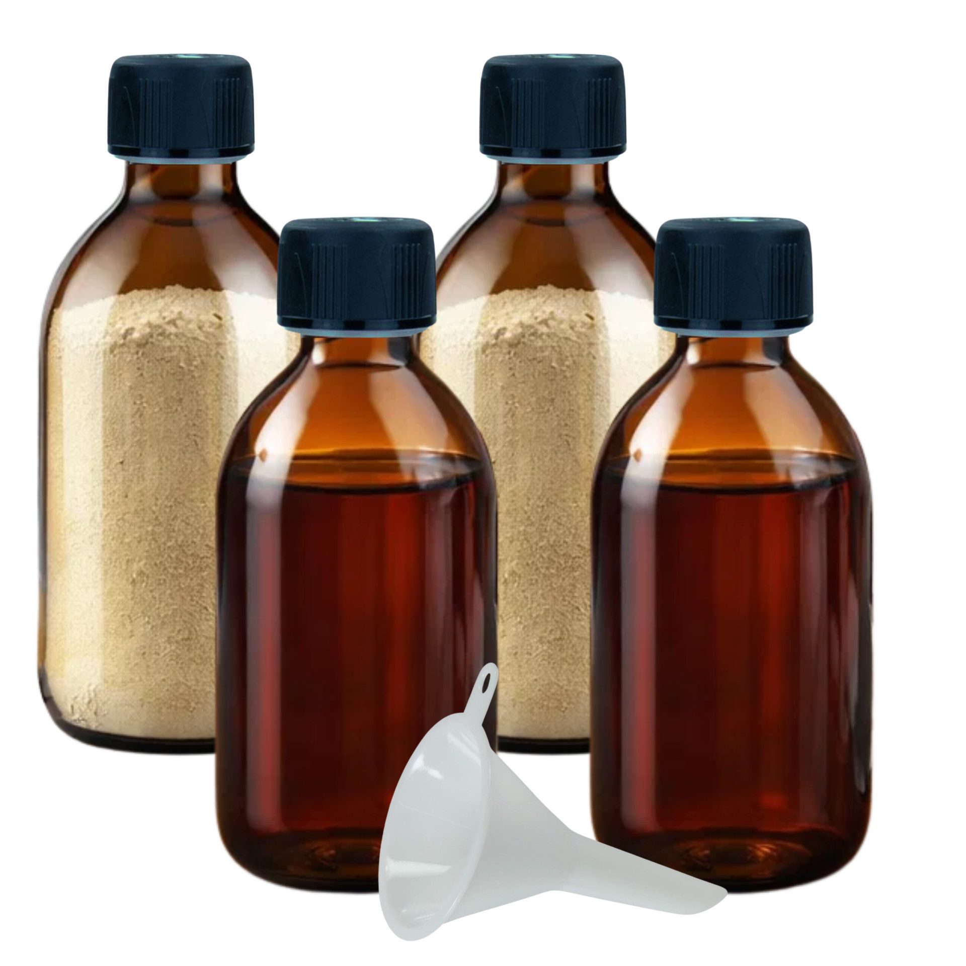 mikken Kanister 4x Medizinflasche 500ml braun mit Schraubverschluss KISI (4er Set), UV-Schutz, Apothekerqualität