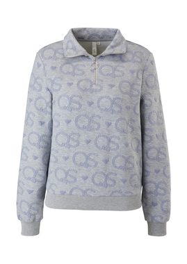 QS Sweatshirt Logo-Sweater mit Troyerkragen