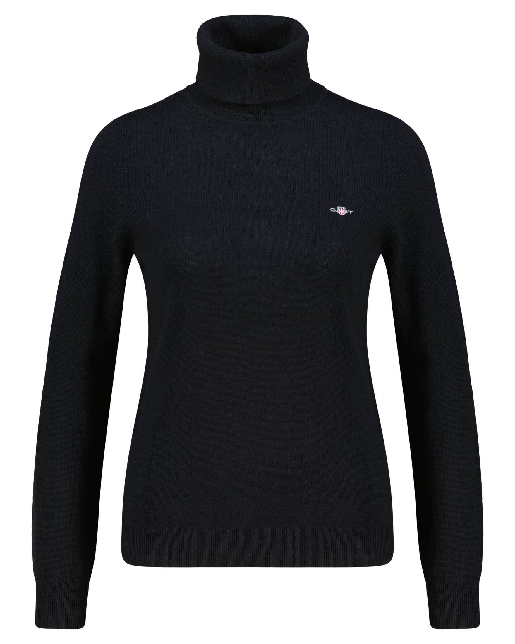 (15) Damen Strickpullover Wolle (1-tlg) schwarz mit Rollkragenpullover Gant