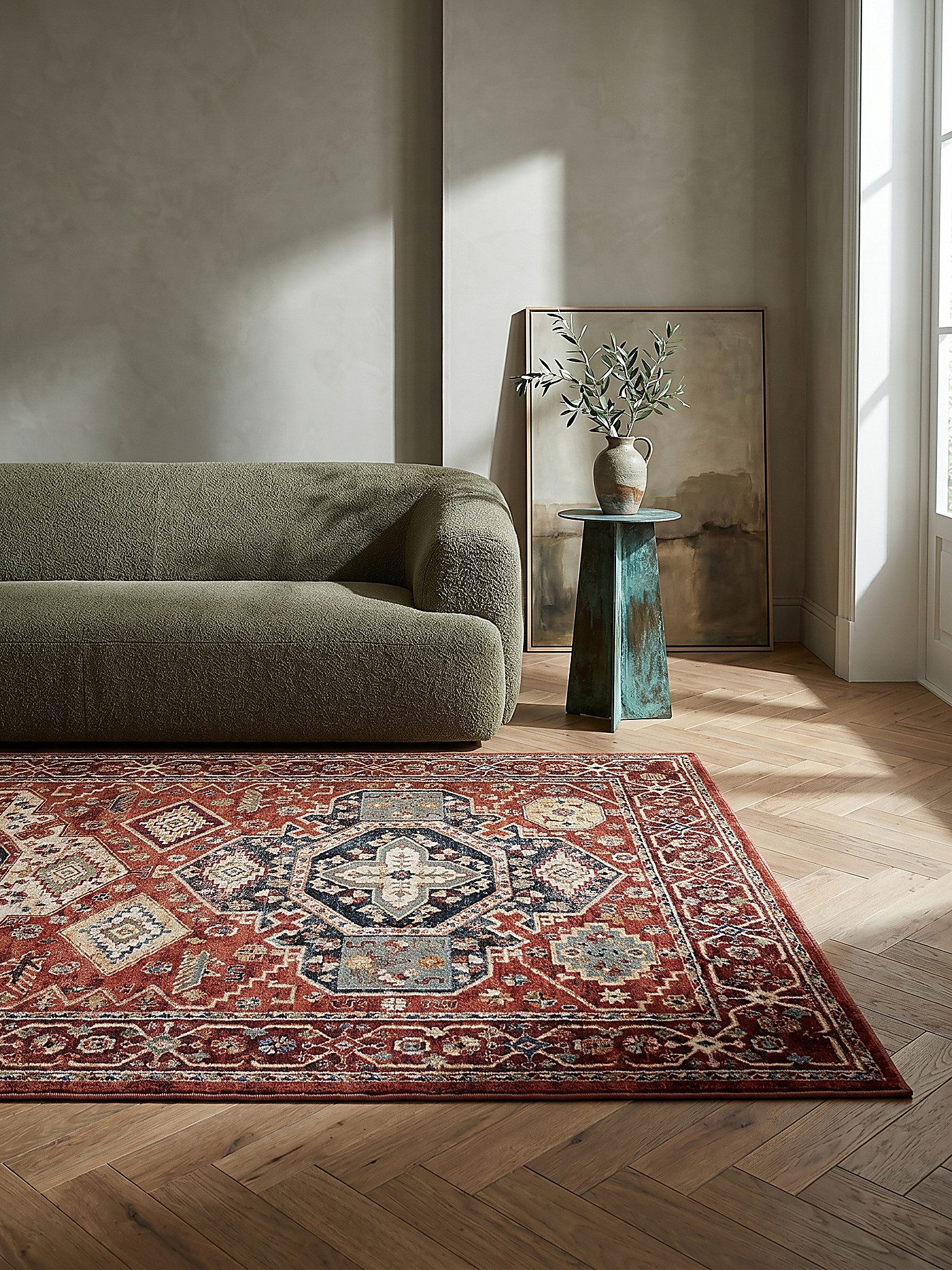 KADIMA DESIGN Teppich GLAZERT Schlafzimmerteppich 80x150 Rot Kurzflor orientalisch, Läufer, Höhe: 16 mm, 100% Polypropylen, 2400 g/m², 12 mm, pflegeleicht, FBH- – Bild 2 von 5