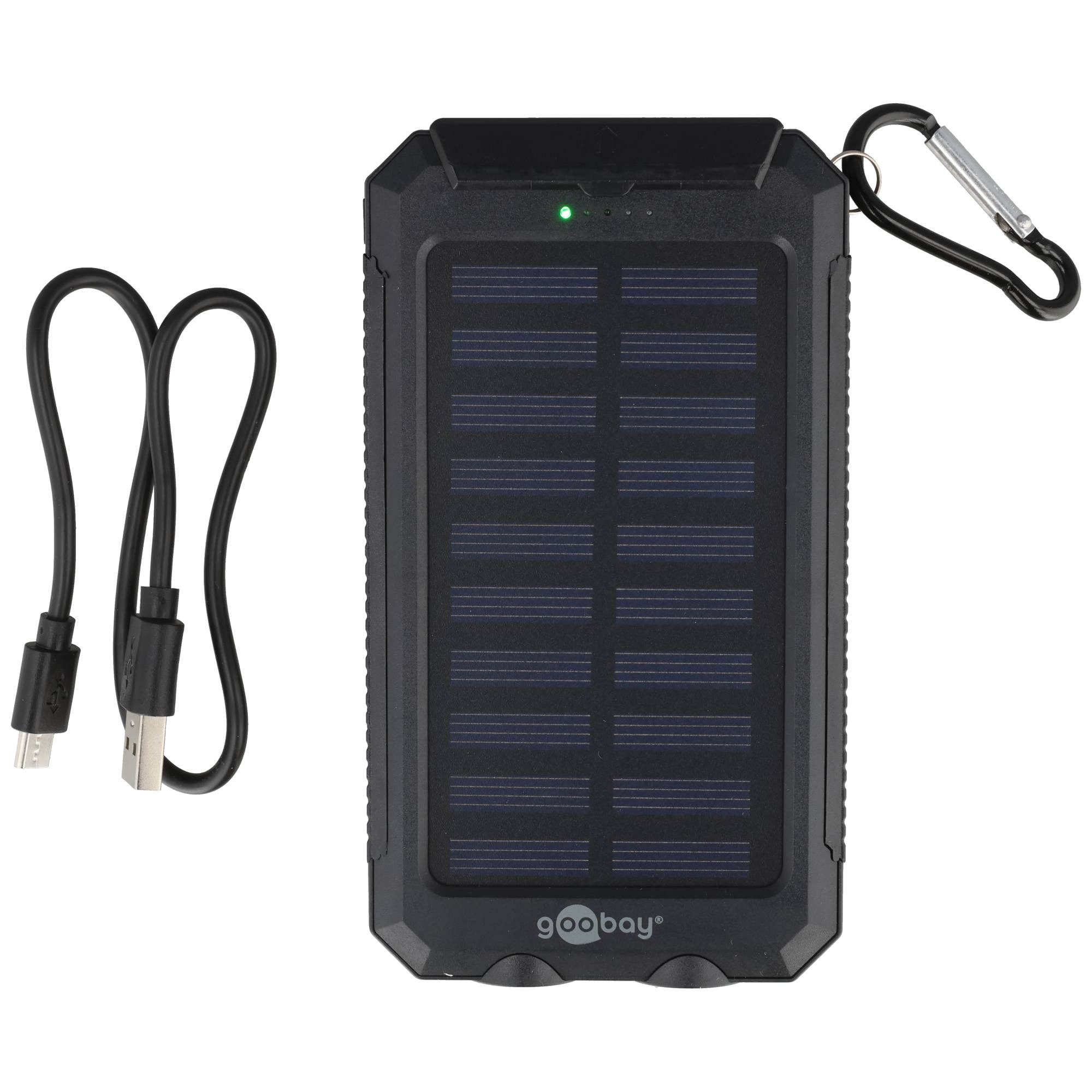 Outdoor Powerbank 8000mAh mit Solarpanel und Taschenlampenfunktion Akku