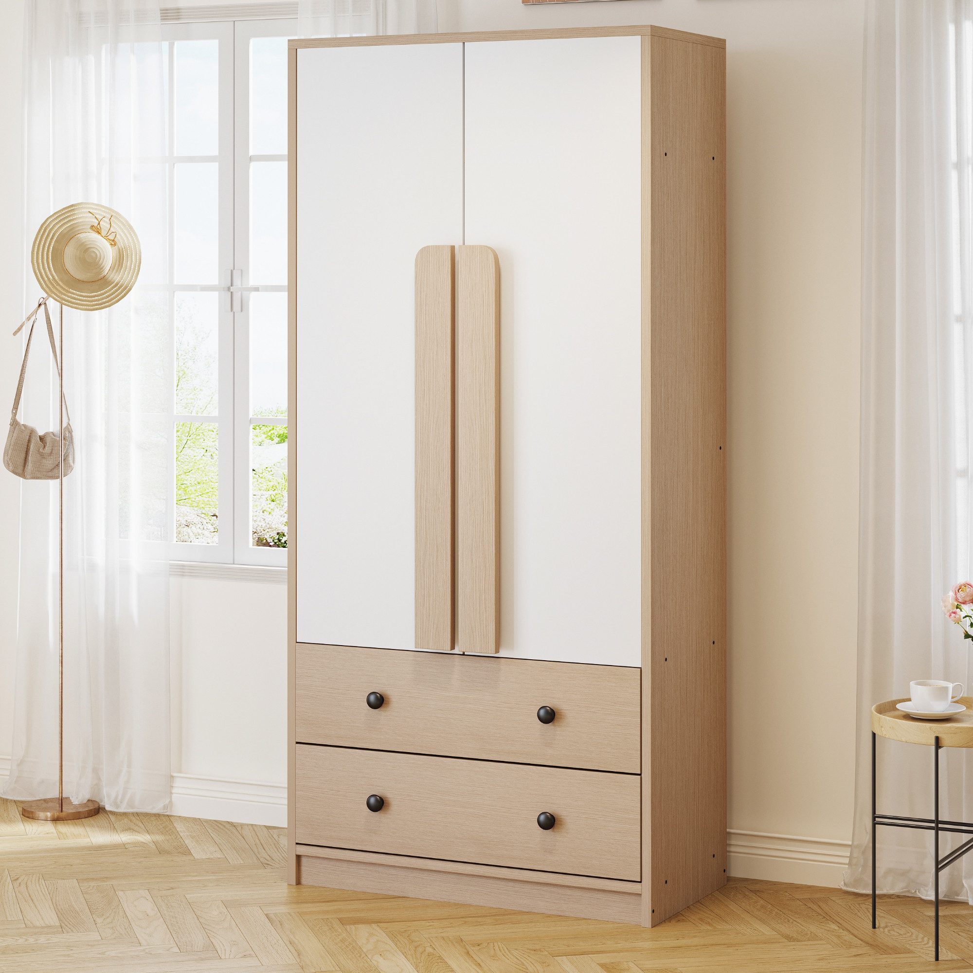 Flieks Kleiderschrank Doppeltür-Design Kleiderschrank 70x40x170cm mit 2 Sch günstig online kaufen