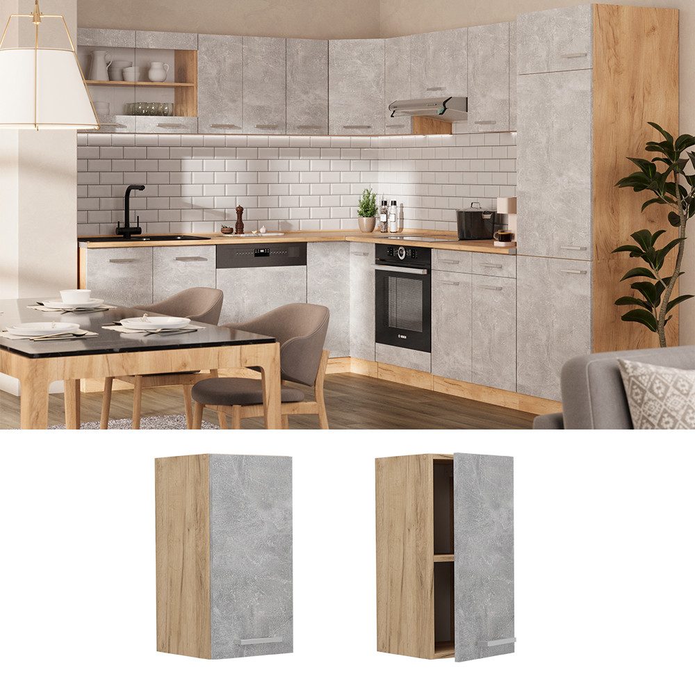 Vicco Hängeschrank R-Line, Beton/Goldkraft Eiche, 30 günstig online kaufen
