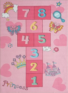 Teppich Happy Life Kinderteppich, Spielteppich, Zahlen, Pink, the carpet, Rechteck, Anti-Rutsch Unterseite, Bunt und Kindergerecht
