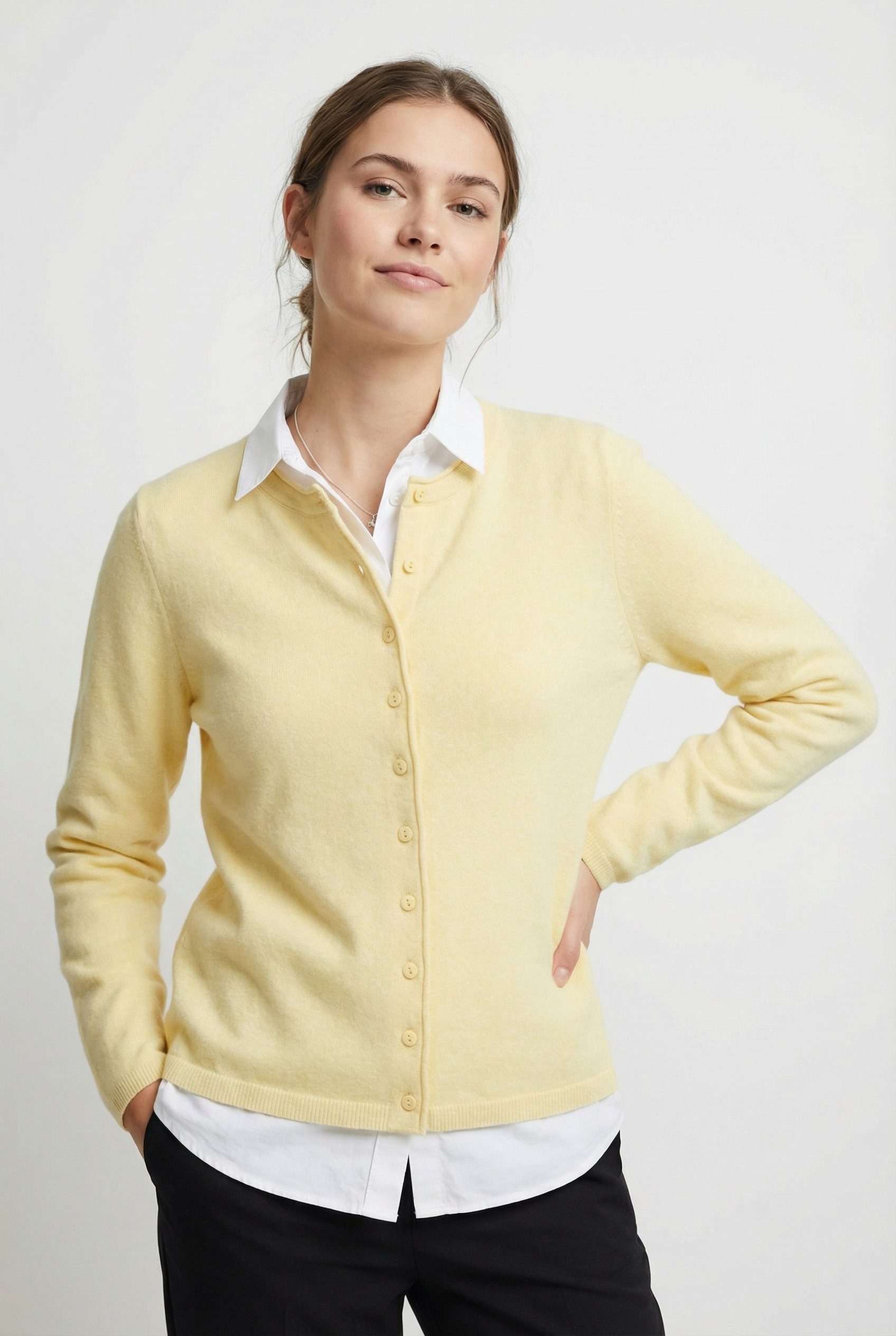 ONLY Strickjacke ONLLOYAL LIFE LS O-NECK BUT CAR KNT NOOS gerippte Ärmelbündchen