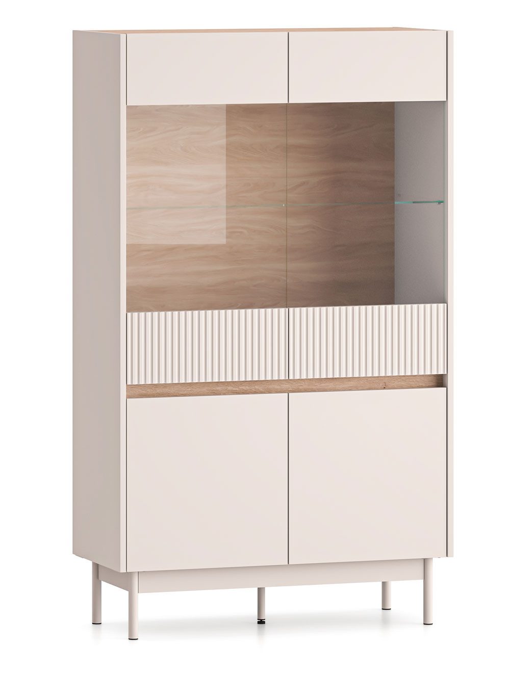 Feldmann-Wohnen Vitrine Dunea (mit Türen, mit Einlegeböden, mit Glaseinsatz, 1-St., moderne Optik, Breite 92cm, ohne Beleuchtung, Front MDF) Cashmere Eiche Cremona Torro Breite 92cm, ohne Beleuchtung