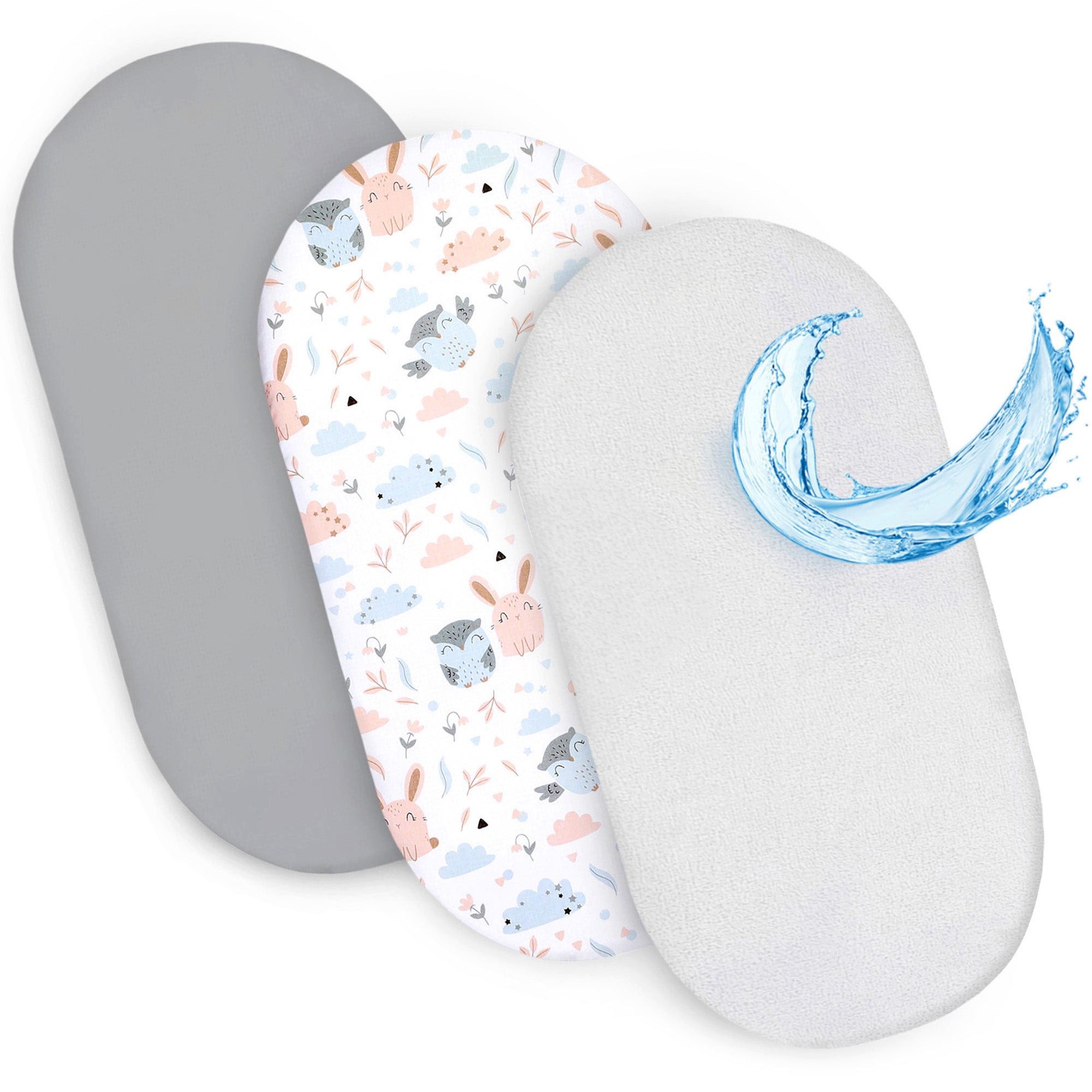Spannbettlaken Spannbettlaken Kinderwagen Stubenwagen Set - 2 x Bezug + wasserdicht