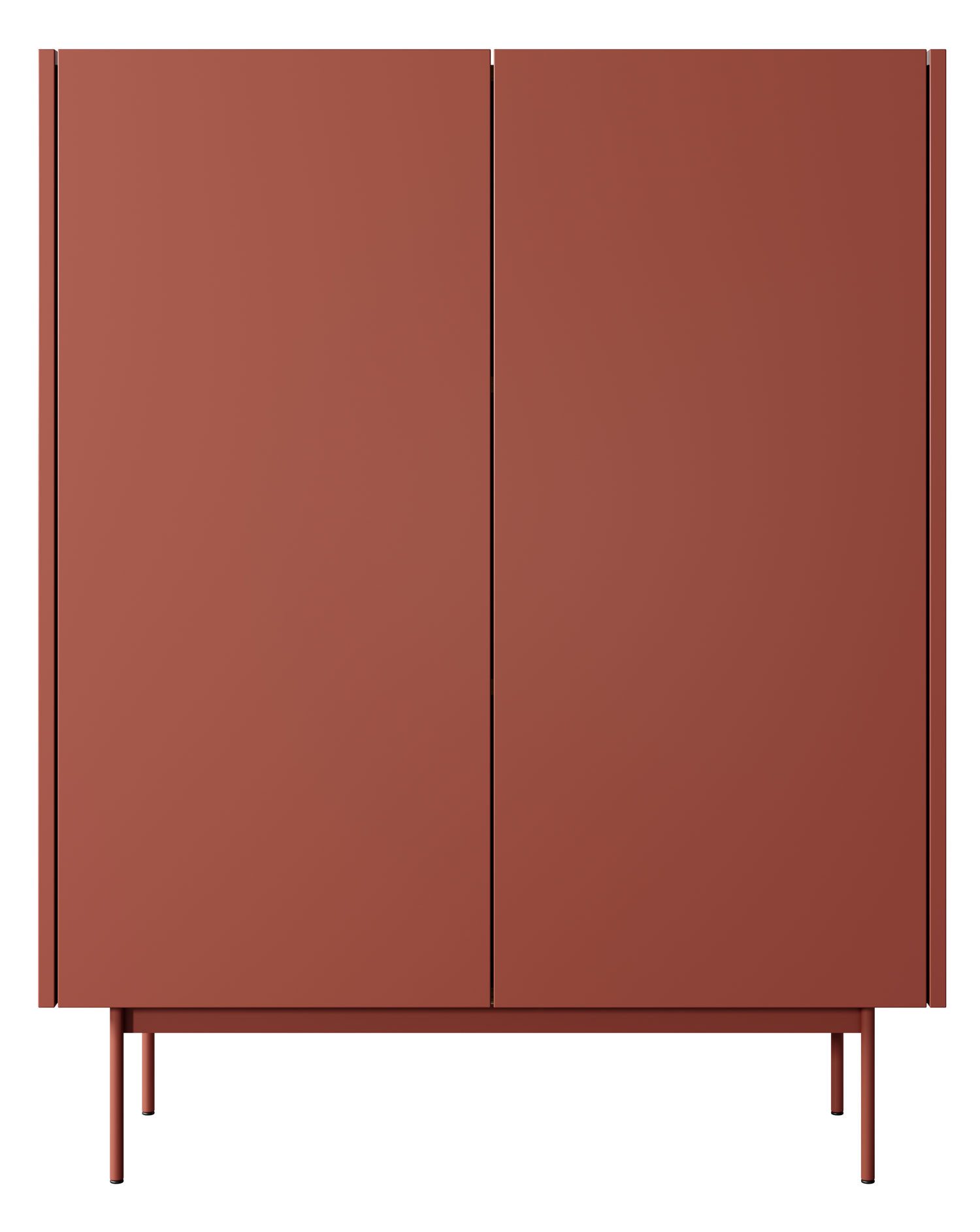 Feldmann-Wohnen Highboard Color (Color, 1 St., Highboard), 97x37x122cm Keramikrot, Eiche Linea, grifflos