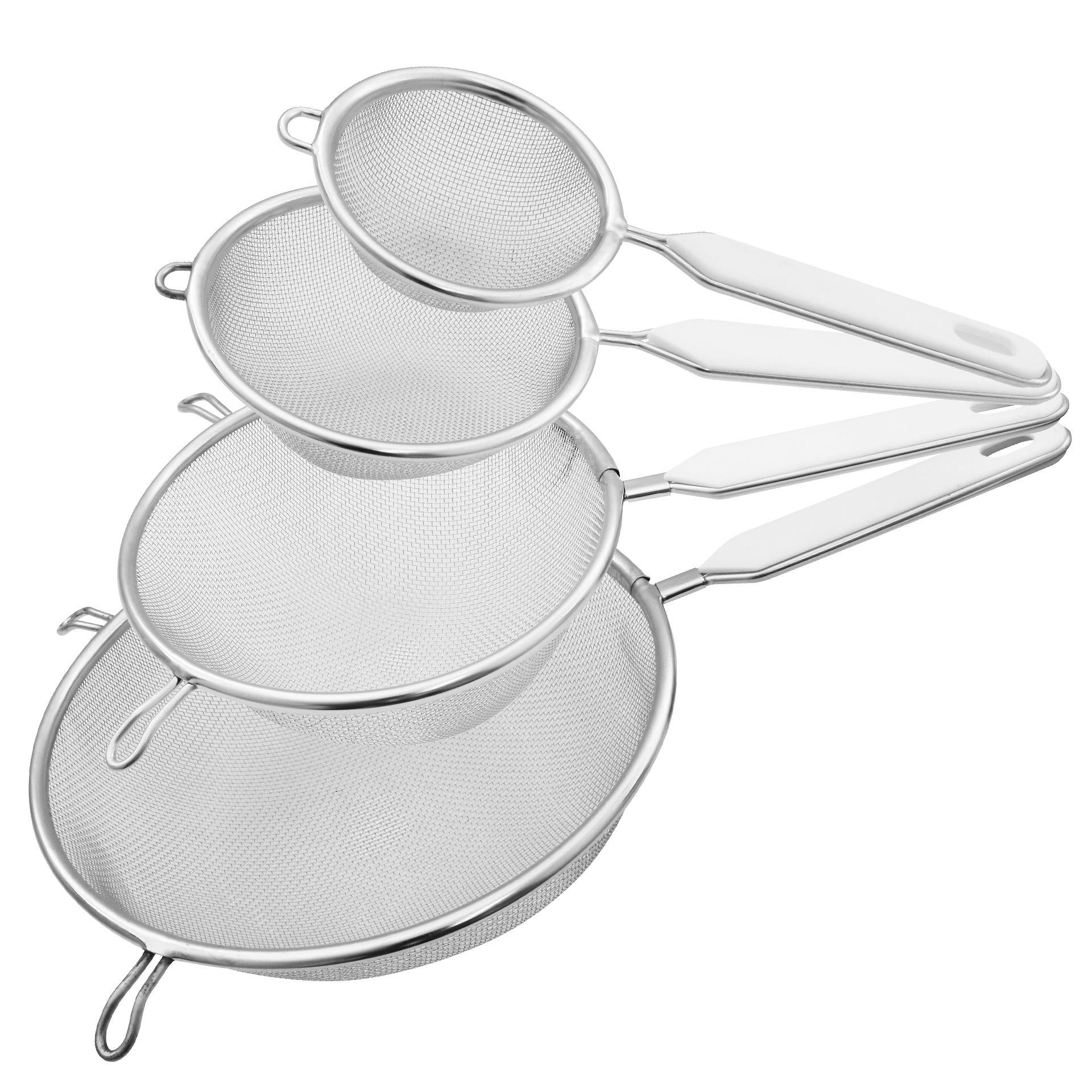 FACKELMANN Küchensieb Sieb 4-teilig, Edelstahlsiebe, Küchensiebe, Abtropfsiebe