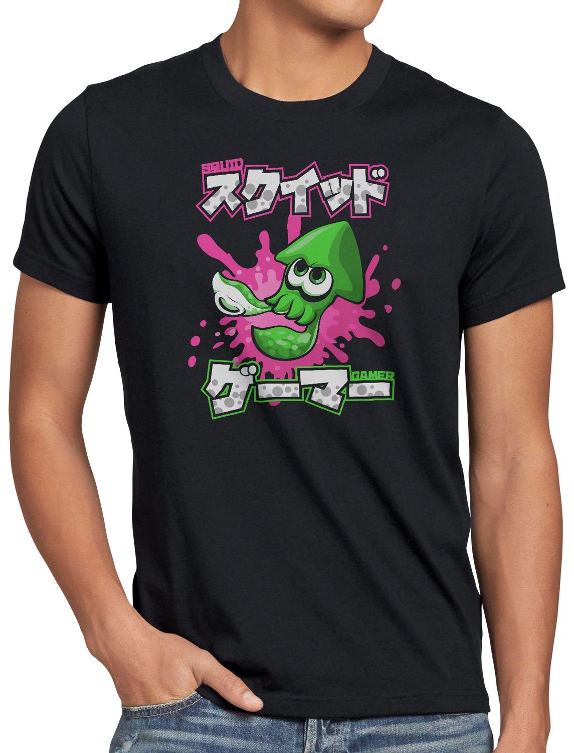 style3 Print-Shirt Herren T-Shirt Squid Gamer switch shooter gamer schwarz