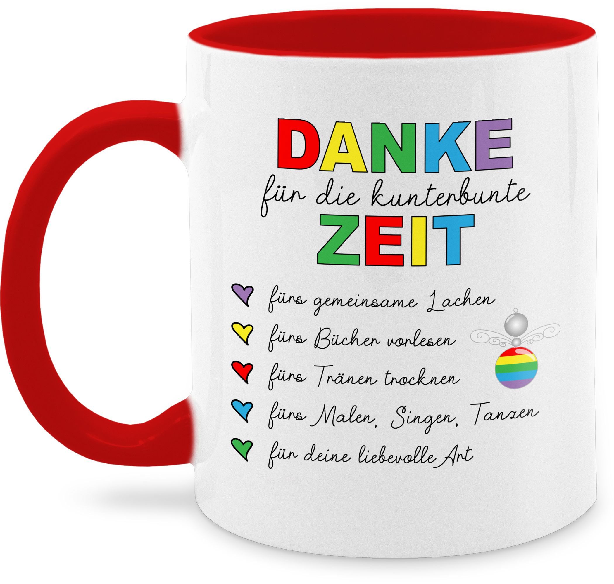 Shirtracer Tasse Danke für die kunterbunte Zeit, Abschiedsgeschenk Erzieherin, Erzieh, Keramik, Erzieher