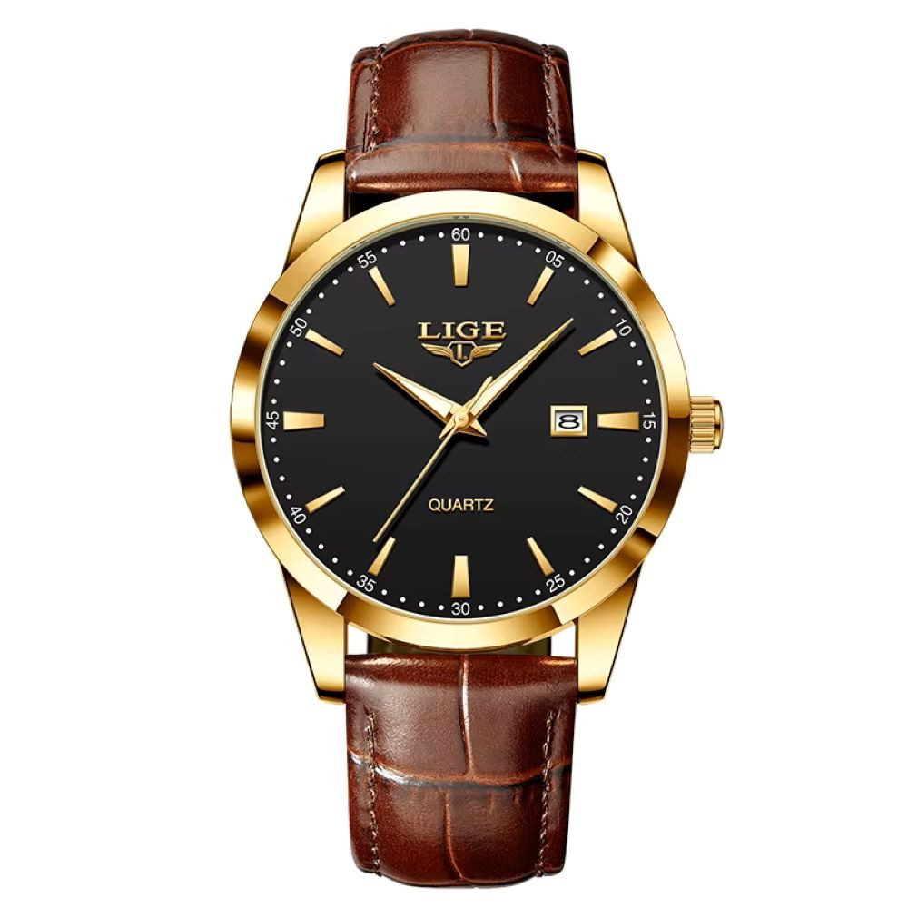 Tidy Quarzuhr Lige 89143 Herrenuhr Quarz Zifferblatt Schwarz Lederarmband 8 günstig online kaufen