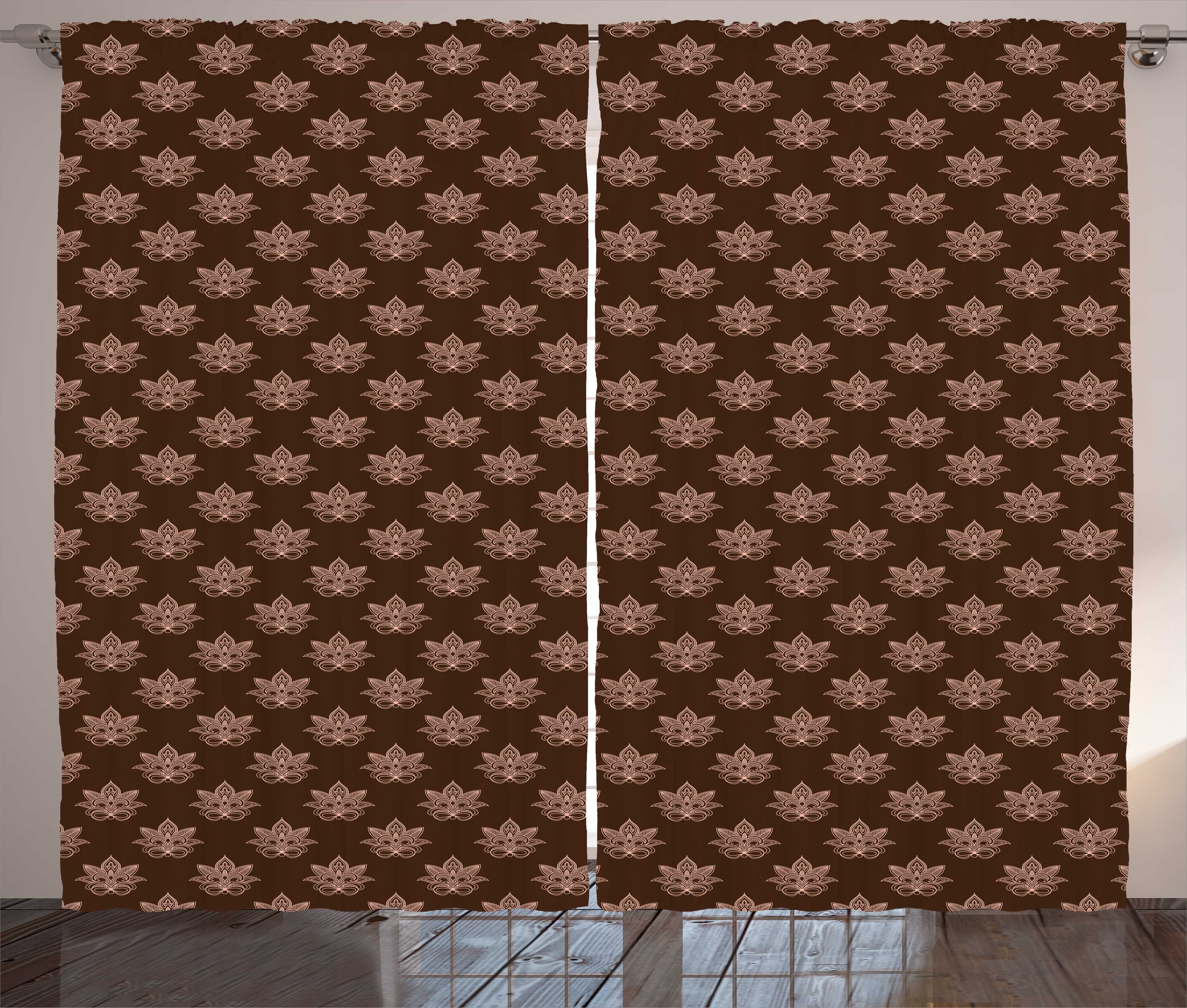 Gardine Schlafzimmer Kräuselband Vorhang mit Schlaufen und Haken, Abakuhaus, Schokoladenbraun Bicolor Persian