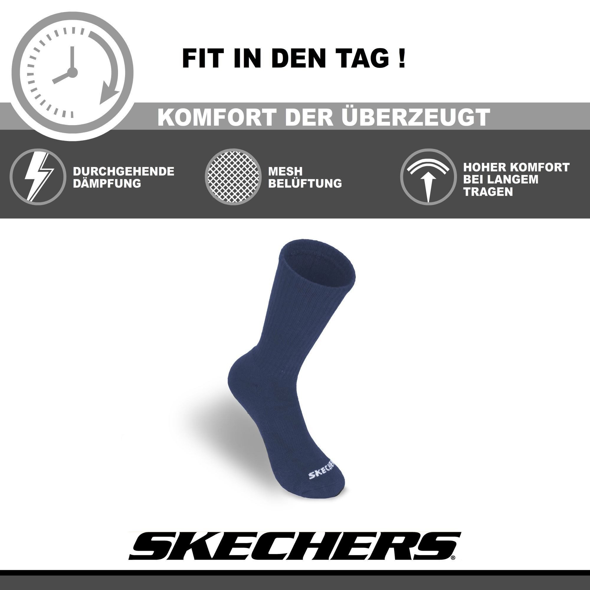 Skechers Businesssocken Herren - Atmungsaktiv - Eleganter Komfort für Business und Alltag Herren Socken mit angenehmen Fußklima - Ideal für Business-Schuhe