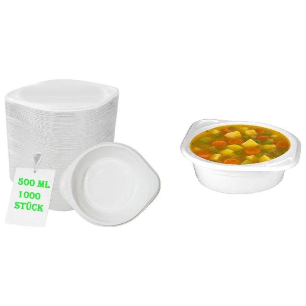 Lauroo Einwegteller Lauroo Suppenterrinen, Suppenschalen, - 500 ml weiß - 1000 Stück, (1000 St)