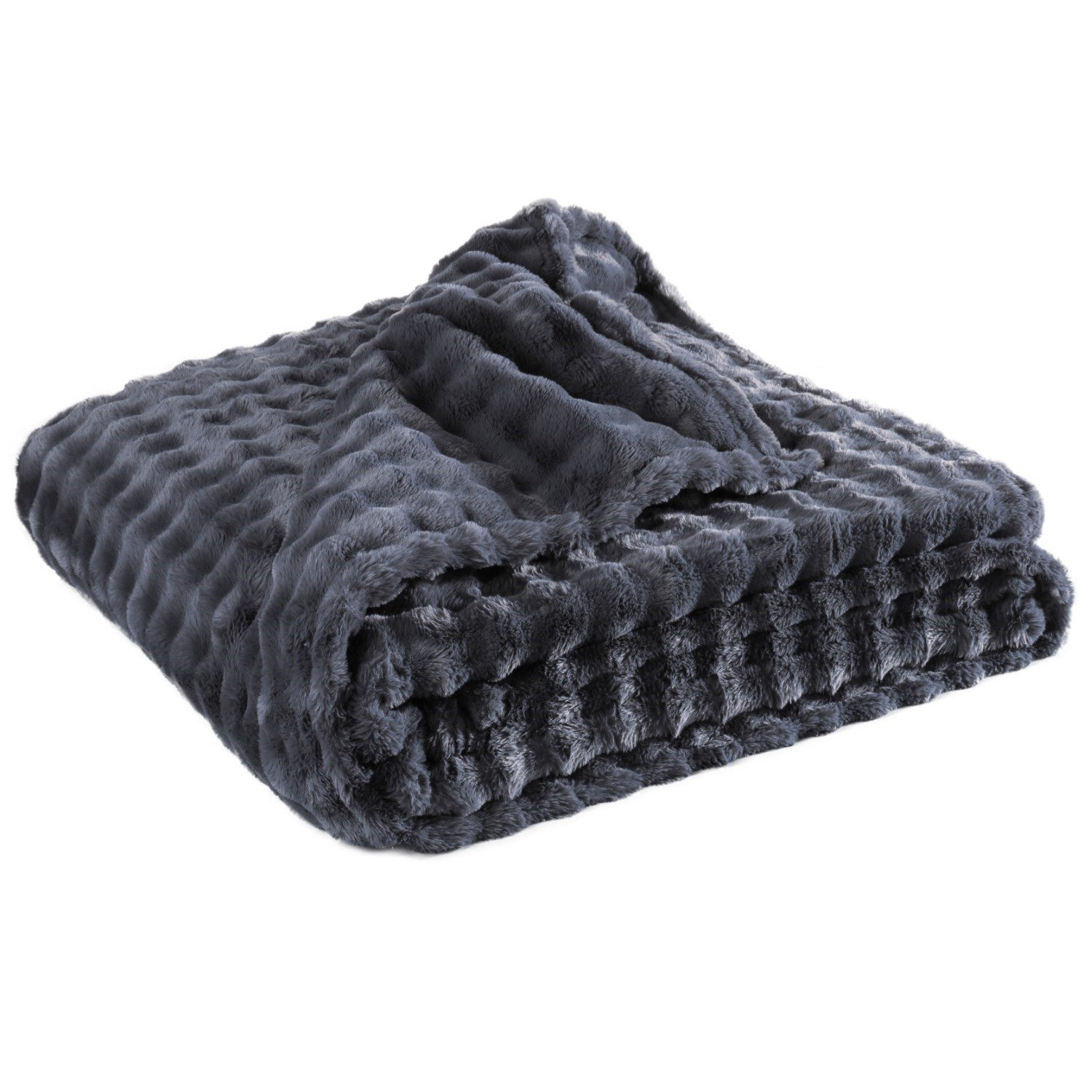 Wohndecke Felldecke kuschelige Wohndecke Webpelz Nerz Optik anthrazit 150x2 günstig online kaufen