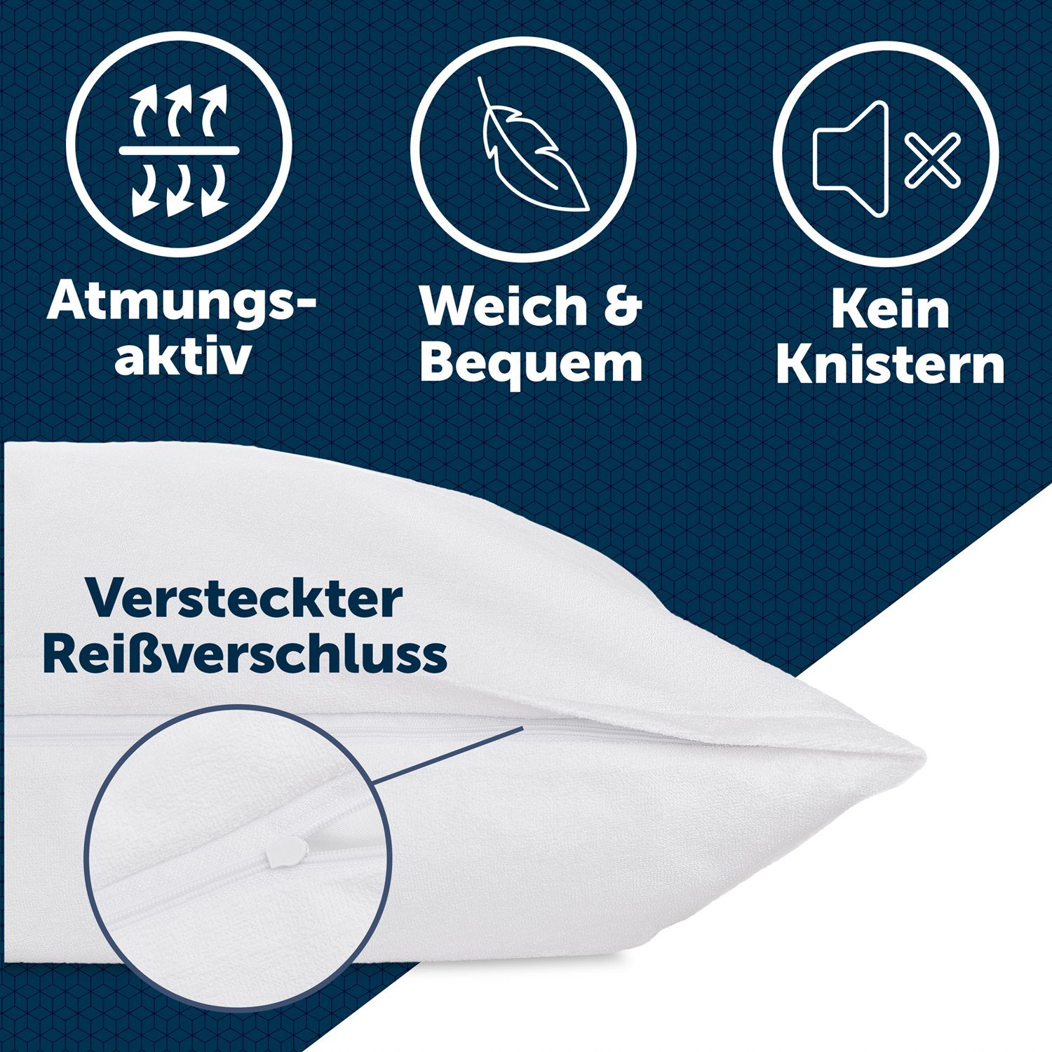 Blumtal Kissenbezug Blumtal Wasserdichter, Atmungsaktiv, Anti-Milben, (2 Stück), Kissenschoner mit Reißverschluss, Oeko-Tex 100 Zertifiziert – Bild 4 von 5