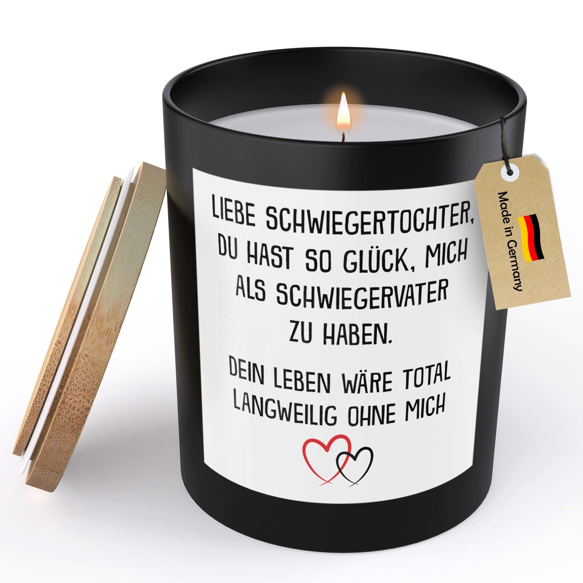22Feels Duftkerze Deko Schwiegertochter Geschenk v. Schwiegerpapa Hochzeit Frau Bday, MADE IN GERMANY, Europäisches Sojawachs, Handgegossen