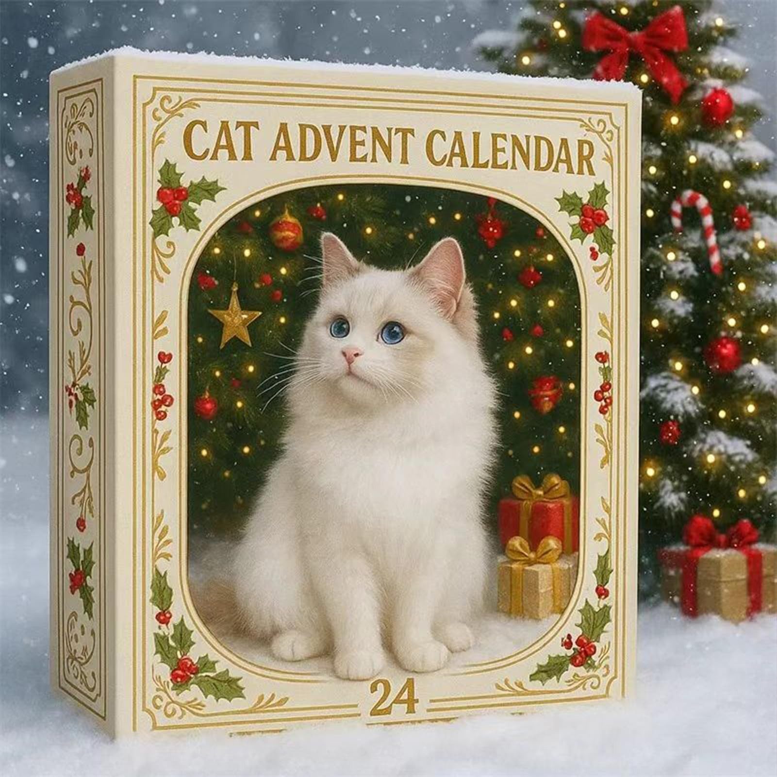 CLTYQ Adventskalender Katze Adventskalender 2025,24-tägiger Acryl-Anhänger Adventskalender, Weihnachtsbaumdekorationen, Feiertags-Countdown für Katzenliebhaber – Bild 3 von 5