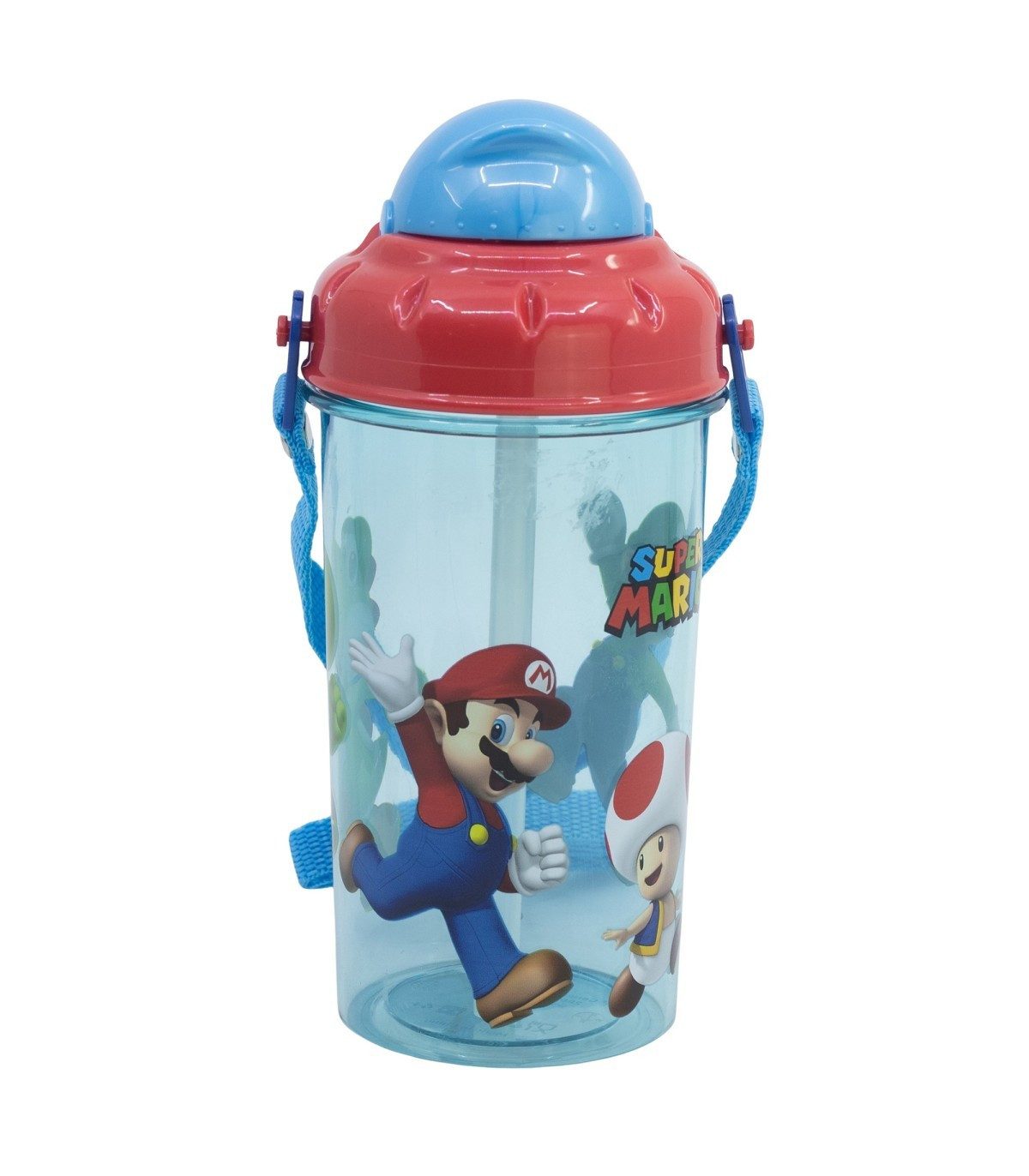 Super Mario Trinkflasche Kinder Trinkflasche 465 ml Canteen mit Deckel und Trageriemen
