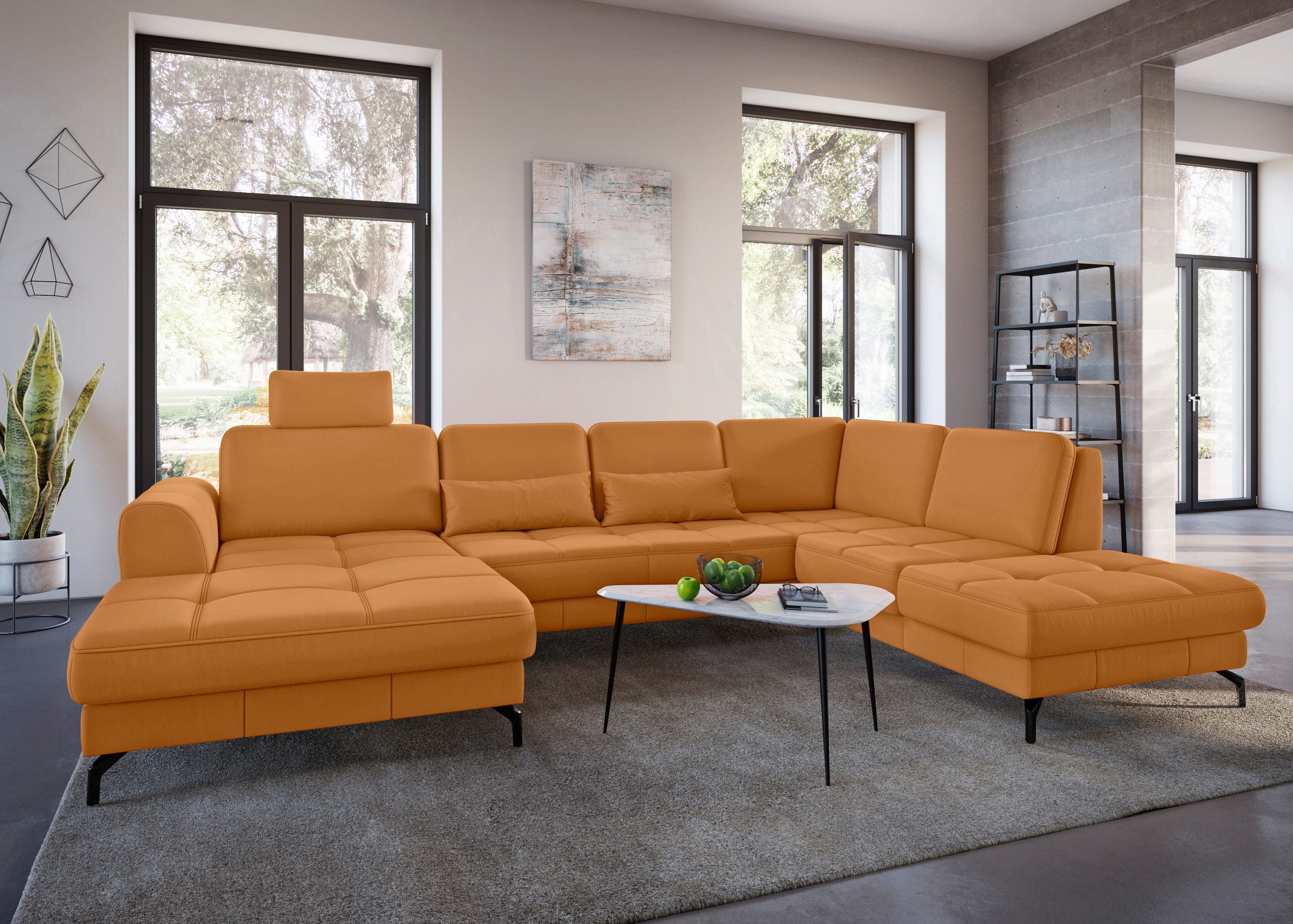 sit&more Wohnlandschaft Bendigo U-Form, inklusive Sitztiefenverstellung, Bodenfreiheit 12 cm, in 2 Fußfarben