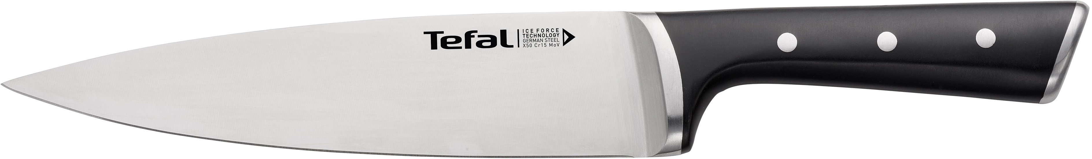 Tefal Kochmesser Edelstahl, Force, Leistungsstärke, Handschutz, dauerhafte Schwarz Ice Eishärtung