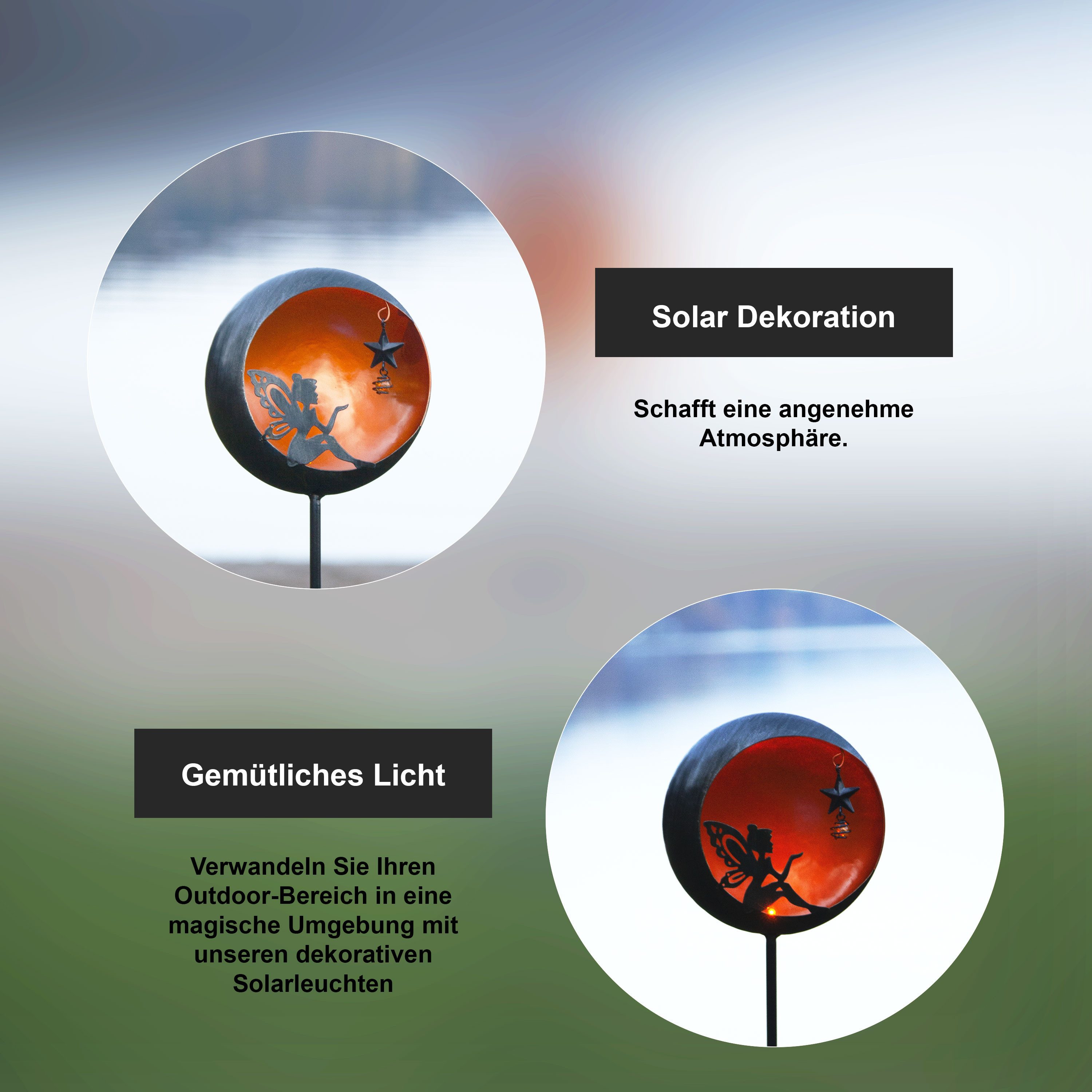 STAR TRADING LED Solarleuchte Fairytale, Solar-Erdspieß Fairytale, bernsteinfarben