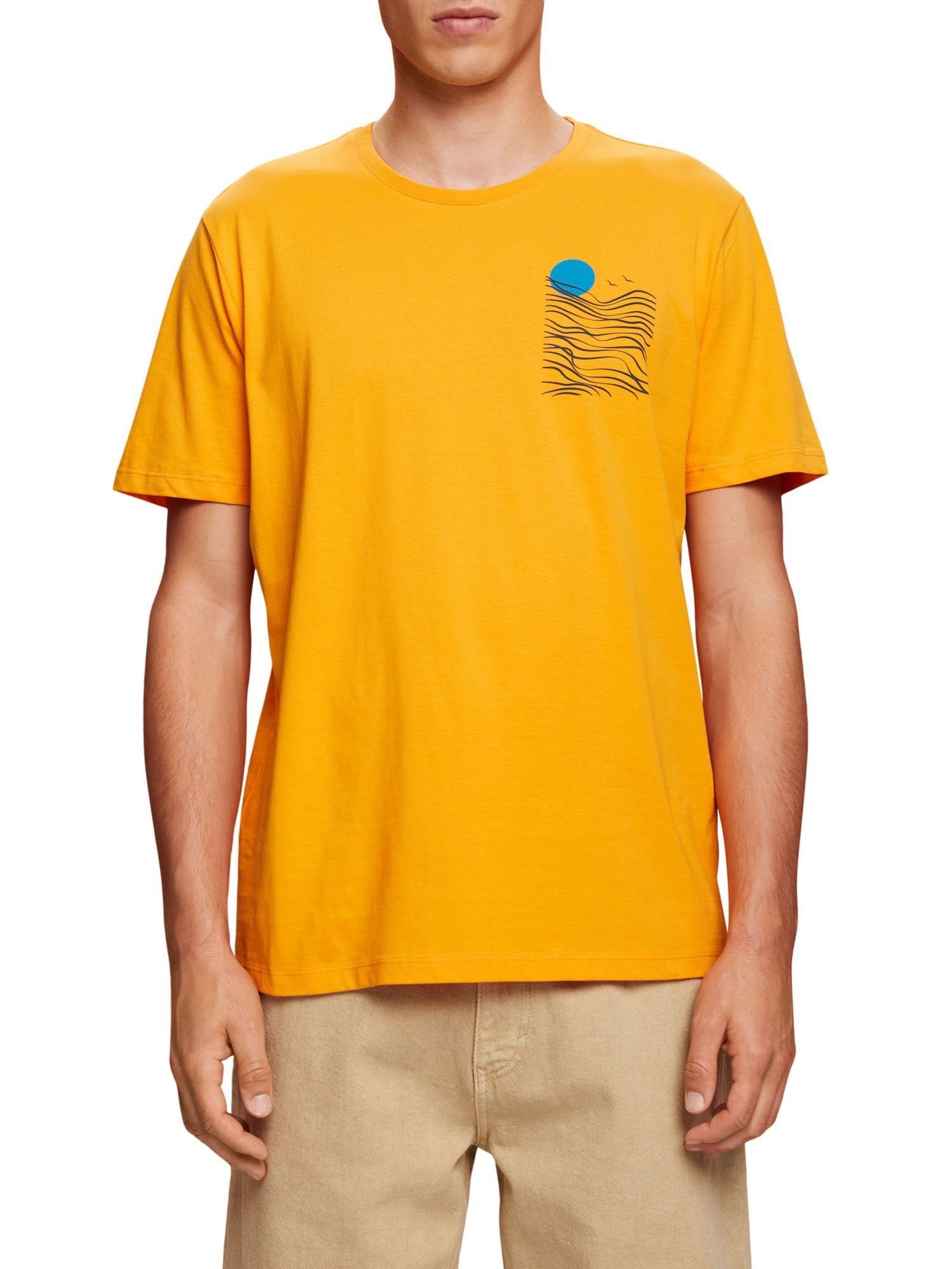 BRIGHT (1-tlg) Brust-Print, 100 by % ORANGE Baumwolle Esprit T-Shirt Jersey-T-Shirt edc mit