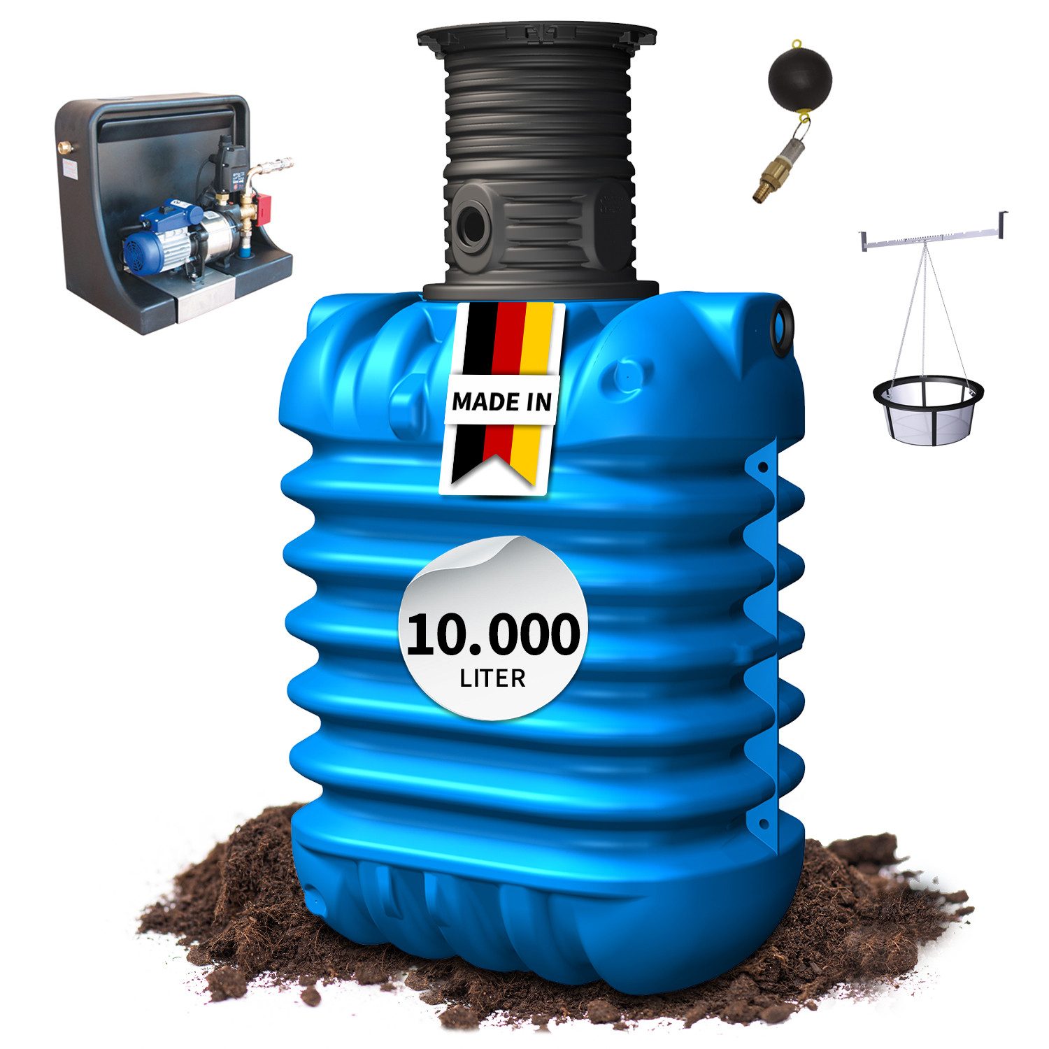 4rain Druckbehälter MODULARIS Erdtank-Paket 10000 Liter Haus-Premium