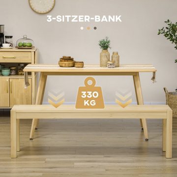 HOMCOM Sitzbank 3-Sitzer Holzbank im Landhaus-Stil (Essbank, 1-St., Küchenbank), bis 330 kg belastbar