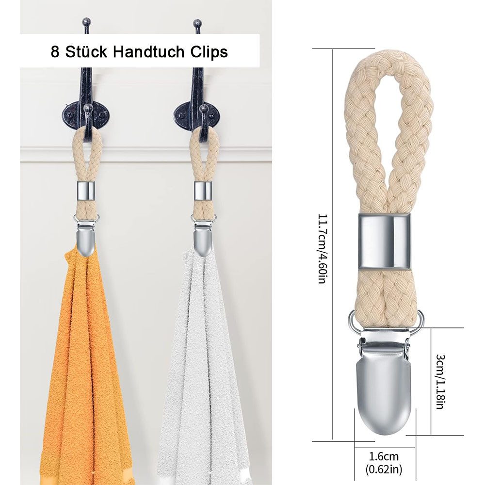 TUWENA Handtuchhaken 8 Stück Handtuch Clips zum Aufhängen, Handtuchclips mit Schlaufen, (8-St)