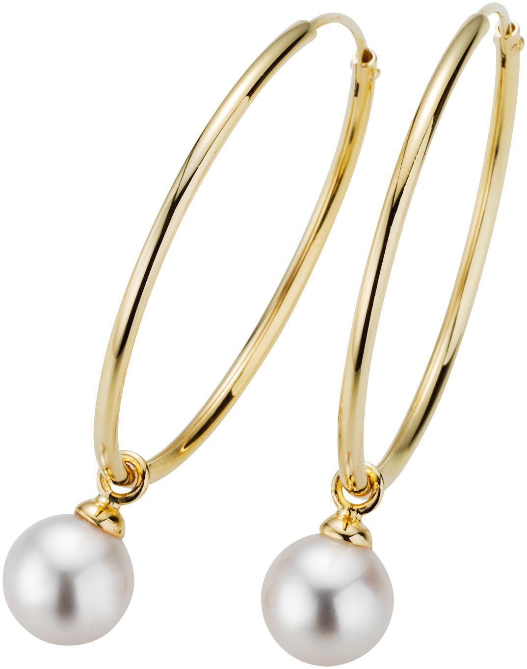 Adriana Paar Creolen Schmuck Geschenk Silber 925 Ohrringe Genua, Made in Germany - mit Süßwasserzuchtperle - Einhänger abnehmbar