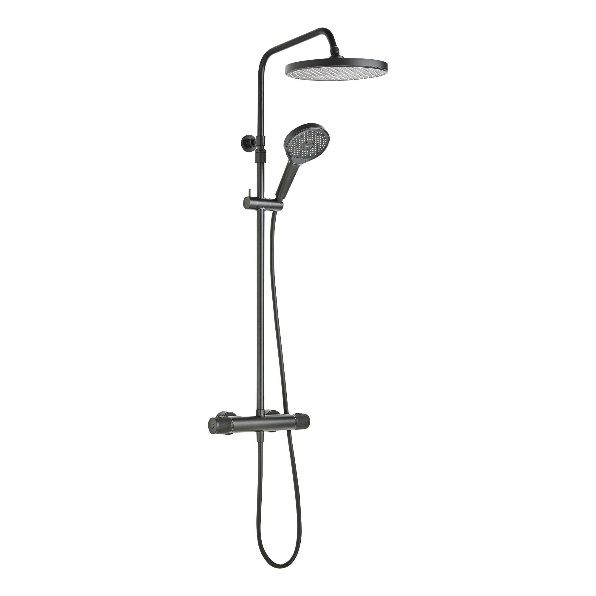 SCHÖNER WOHNEN-Kollektion Duschsystem GLAIA mit Thermostat, Höhe 118.5 cm, Mattschwarz, Duscharmatur Komplettset mit Regendusche