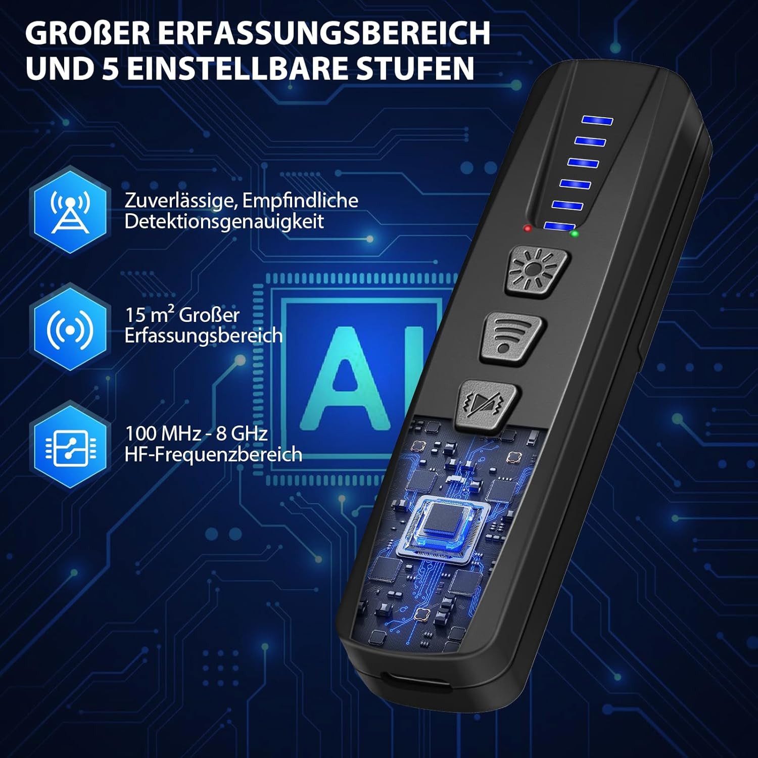 Vornix Wanzen Detektor, Wanzenfinder Versteckte Kamera Finder GPS-Ortungsgerät (Tracker, Abhörgeräte, Funkkameras – für Hotel, Heim, Büro, Reisen)