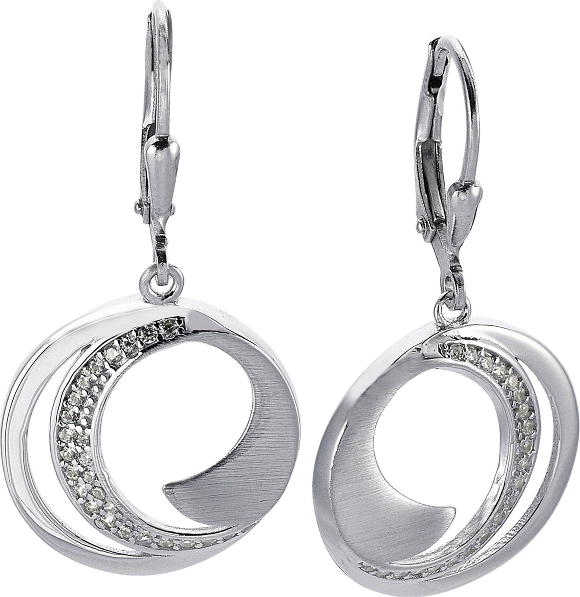 Balia Paar Ohrhänger Balia Damen Ohrringe 925 Silber matt (Ohrhänger), Damen Ohrhänger Circle aus 925 Sterling Silber, Farbe: weiß, silber