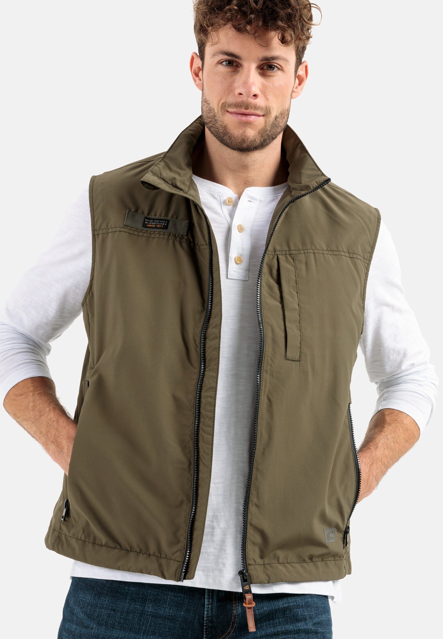 Weste active Funktionsweste Weste_Casual aus Olive Polyester camel recyceltem