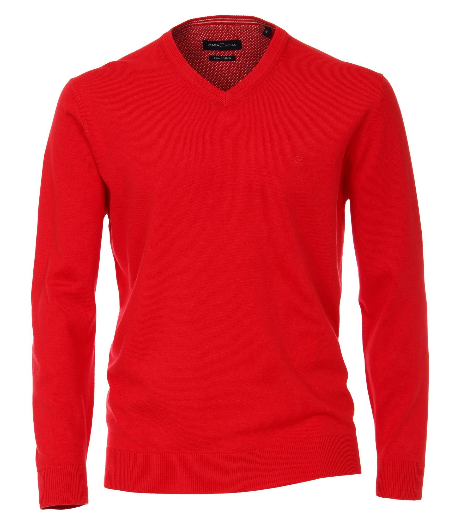 (427) V-Ausschnitt-Pullover Rot PIMA-Baumwolle 004430 CASAMODA