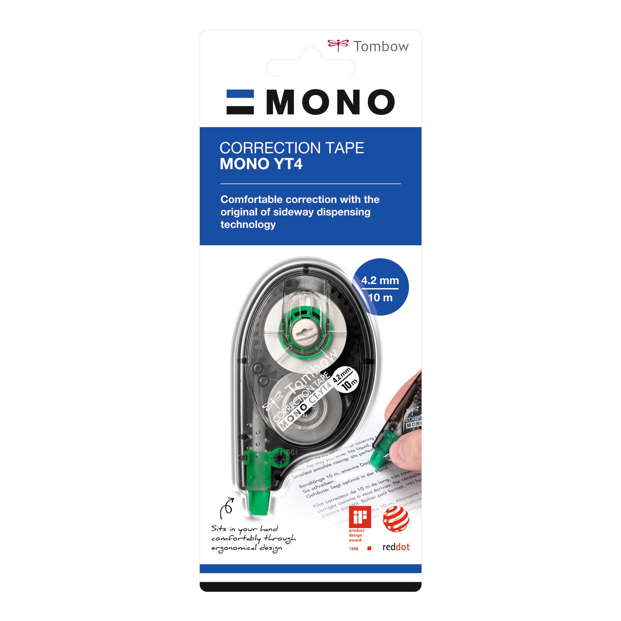 TOMBOW Klebestift MONO YT4, (0-tlg), seitliches Abrollen, 4,2 mm Breite, der Klassiker, Einweg
