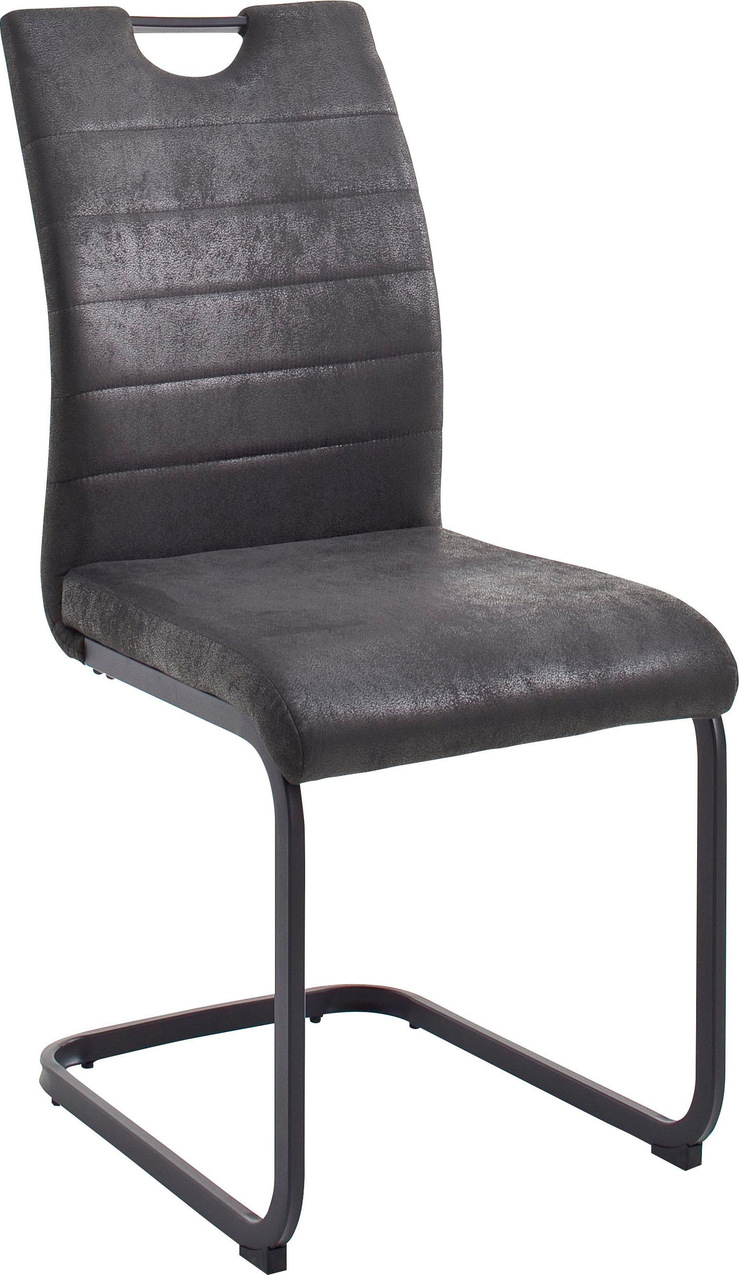 MCA furniture Esszimmerstuhl Bilbao (Set, 4 St), mit Stoffbezug im  Vintagelook, Belastbar bis 120 kg, Stabiles Kantrohr Gestell in schwarz  matt lackiert